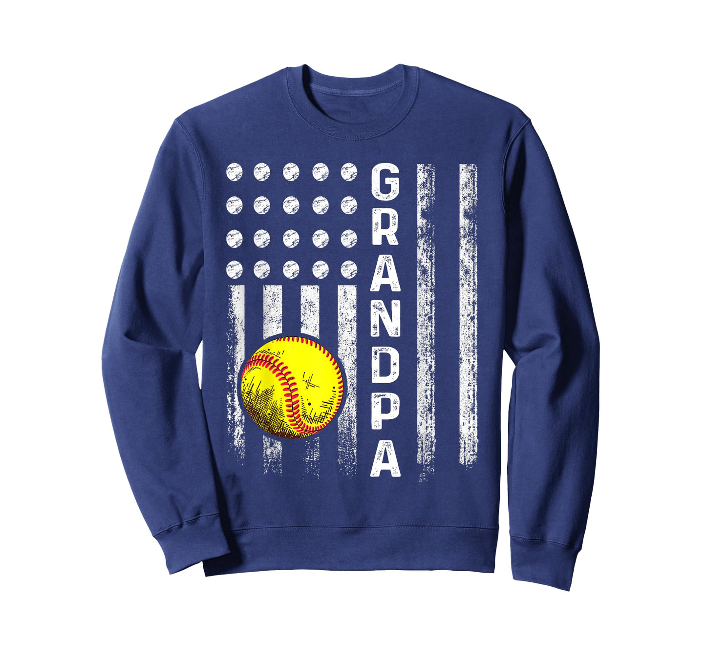 Softball Grandpa American Flag Father's Day 4th Of July T-Shirt