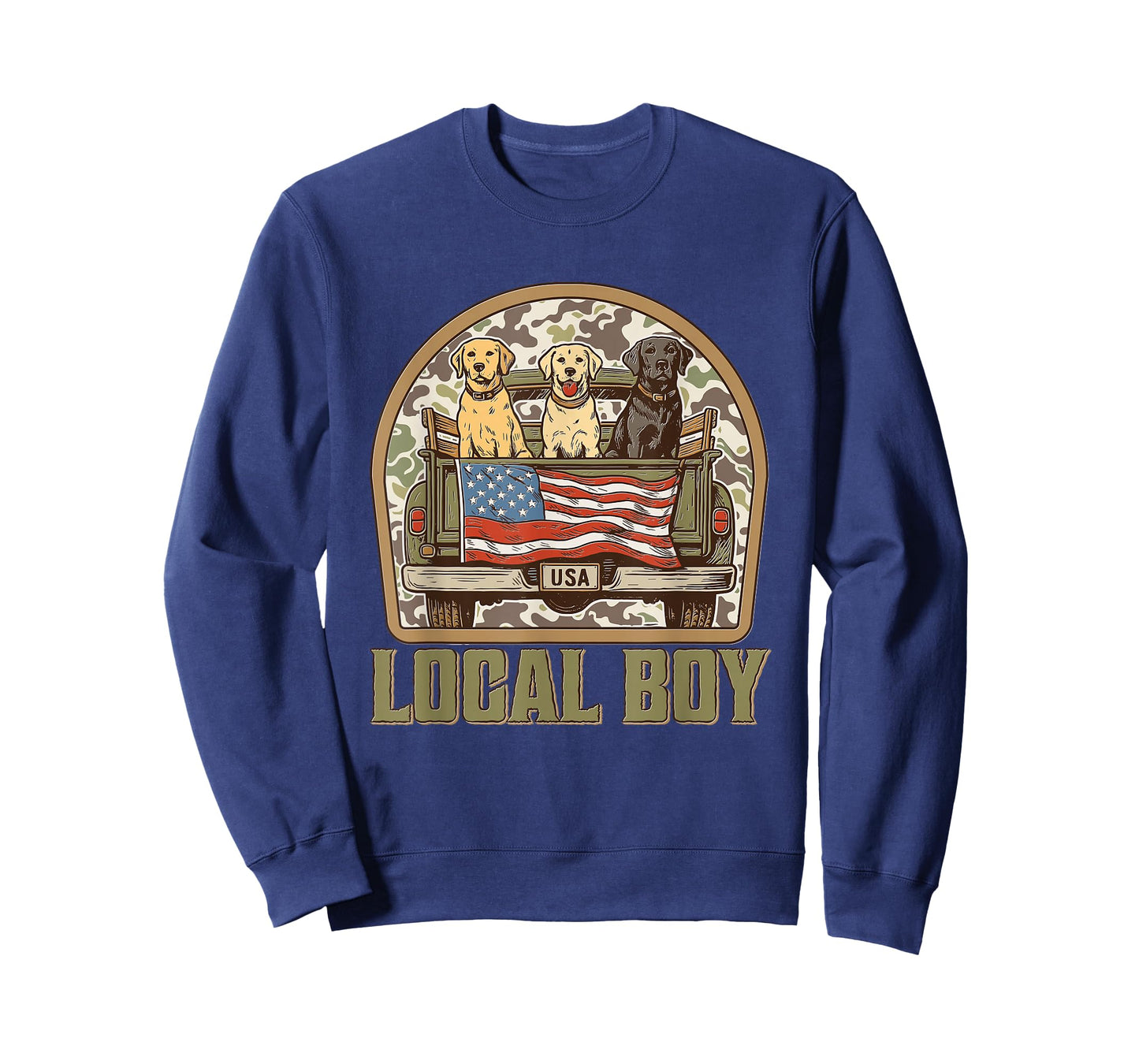 Patriotic Local Boy Labrador Dogs USA Camo Truck Design Tee T-Shirt