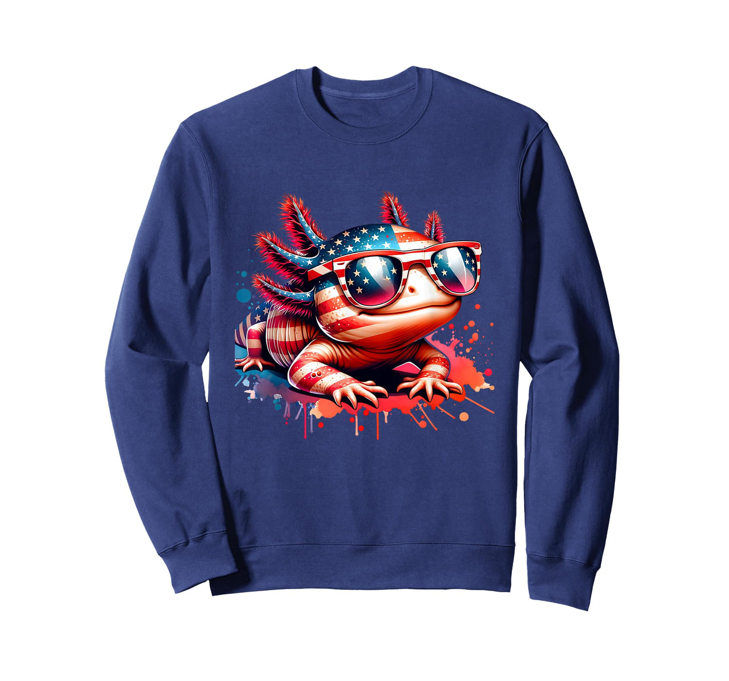 Memorial Day 4th of July Axolotl Independence Day USA Flag T-Shirt