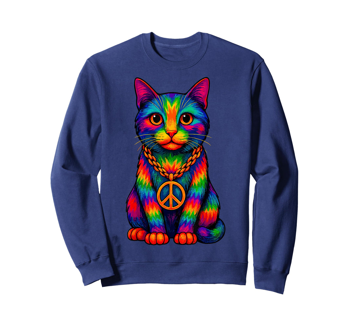 Tie-Dye Cat Peace Sign Hippo T-Shirt
