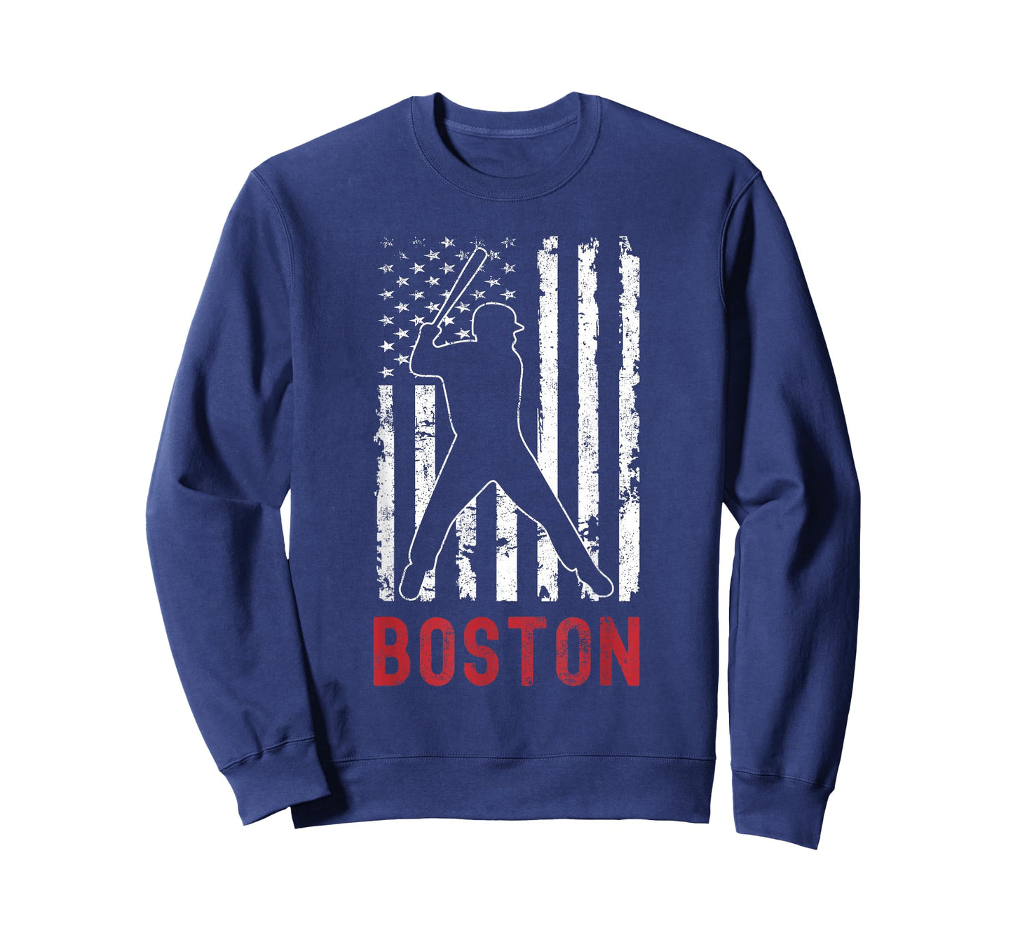 Boston Massachusetts American Flag Baseball Weathered T-Shirt