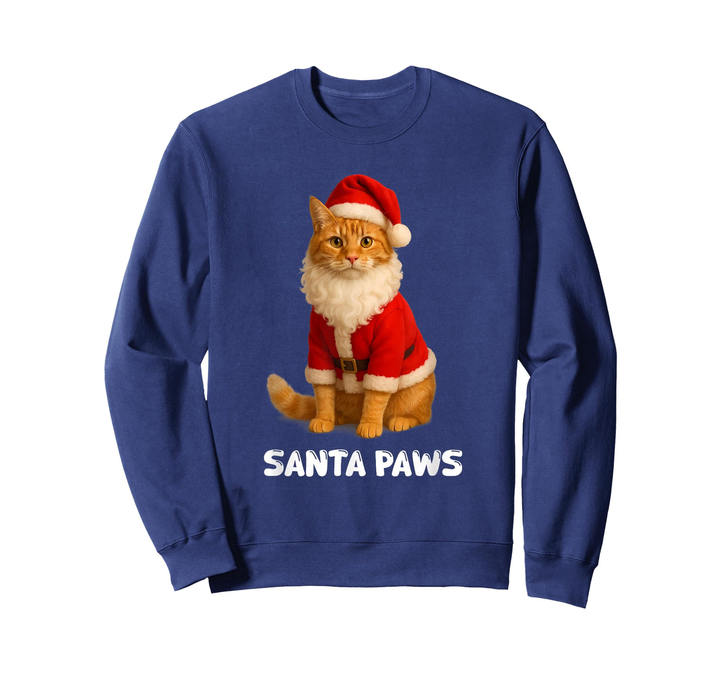 Santa Paws Funny Orange Tabby Cat Christmas Holiday T-Shirt