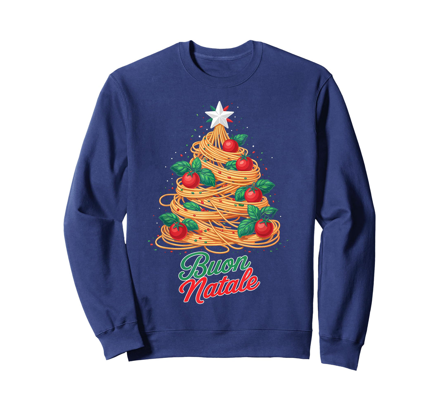 BUON Natale Italian Pasta Spaghetti Funny Christmas Tree T-Shirt