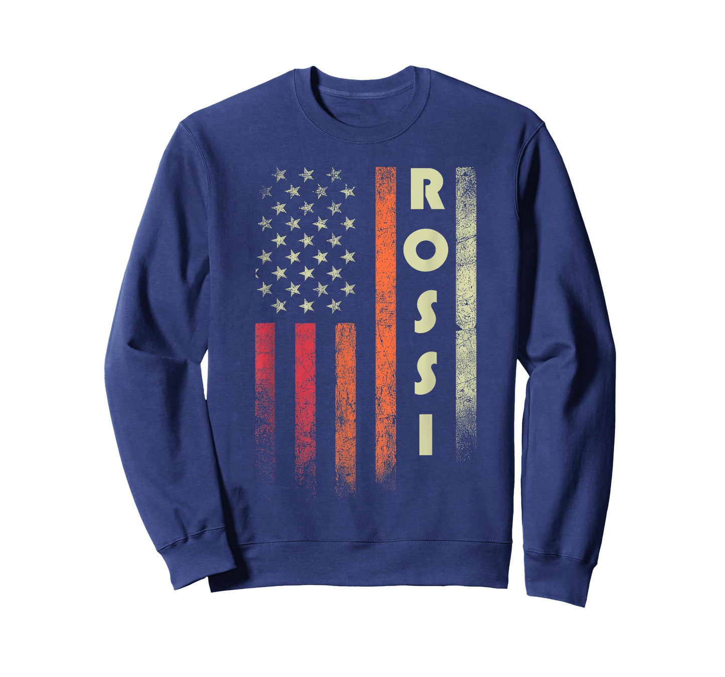 ROSSI Surname Funny Retro Vintage Birthday American Flag T-Shirt