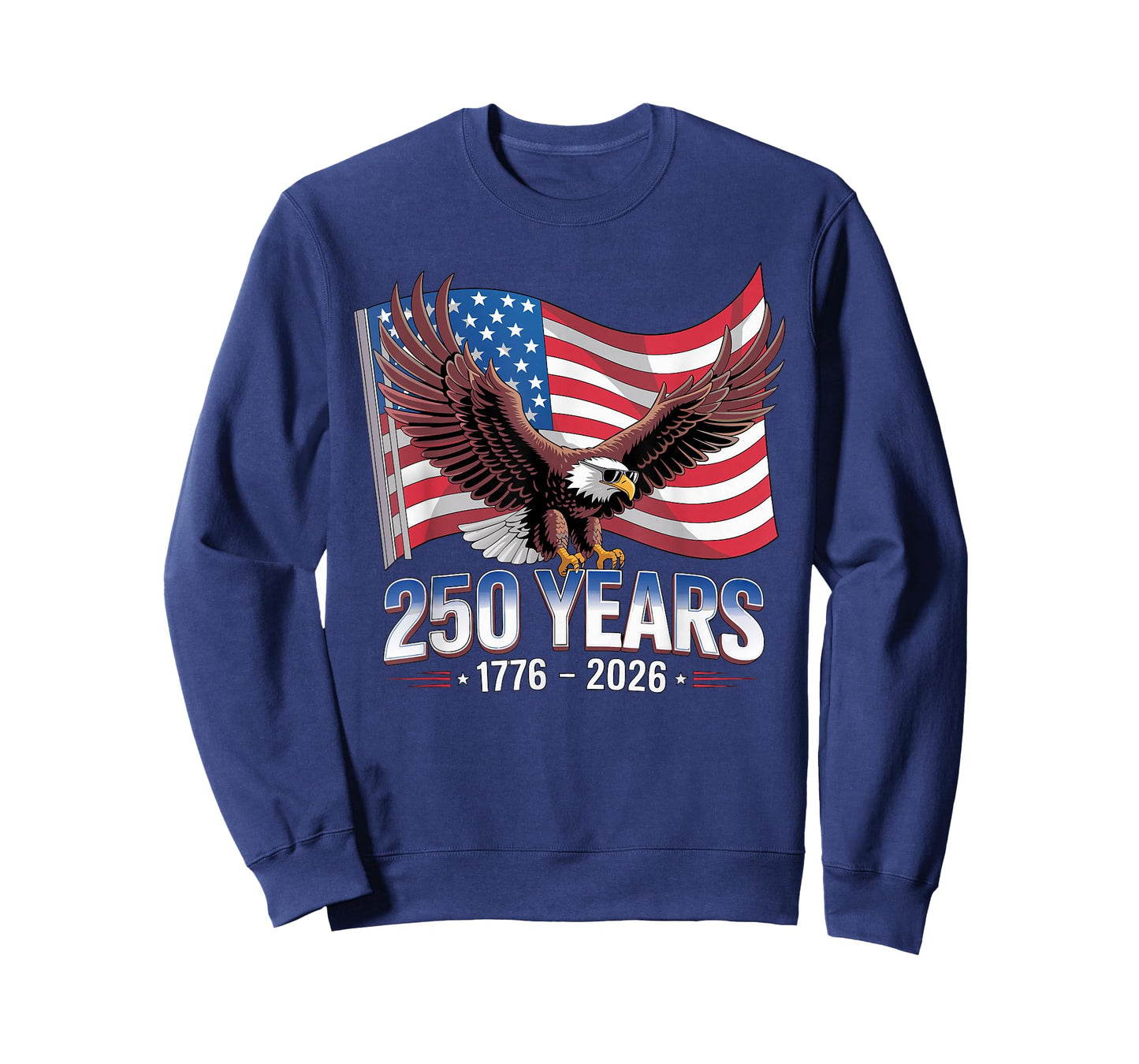 USA 250 Years 1776 2026 250th Anniversary Bald Eagle Flag T-Shirt