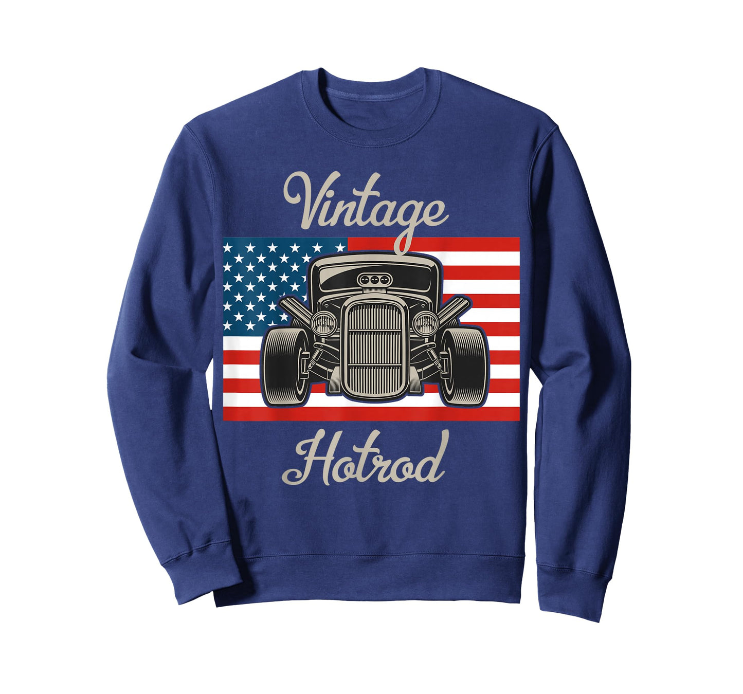 Vintage Hot Rod American Flag Antique Classic car Lover Men T-Shirt Small