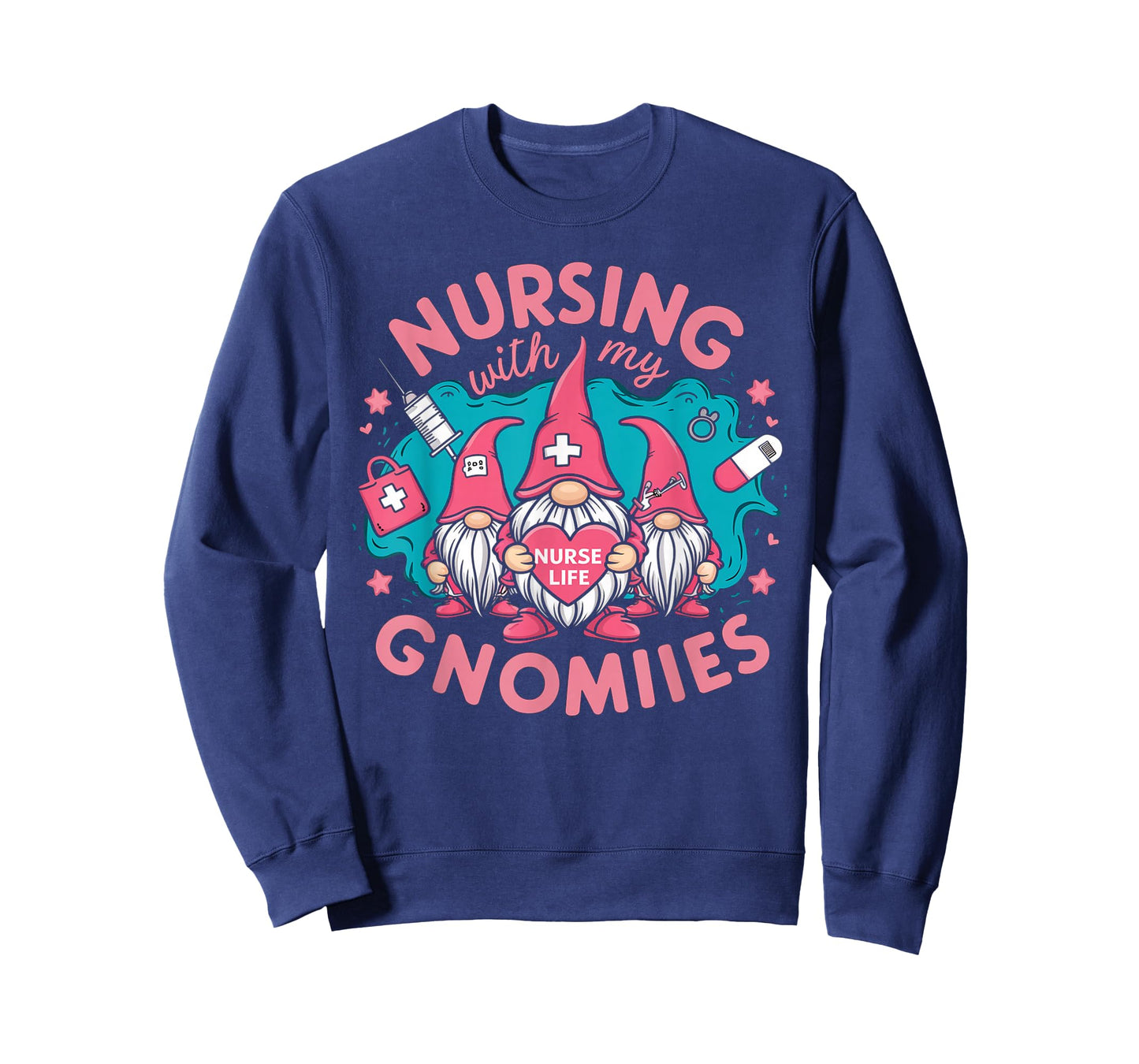Cute Nursing With My Gnomies Gnome Nurse Life Valentines Day T-Shirt