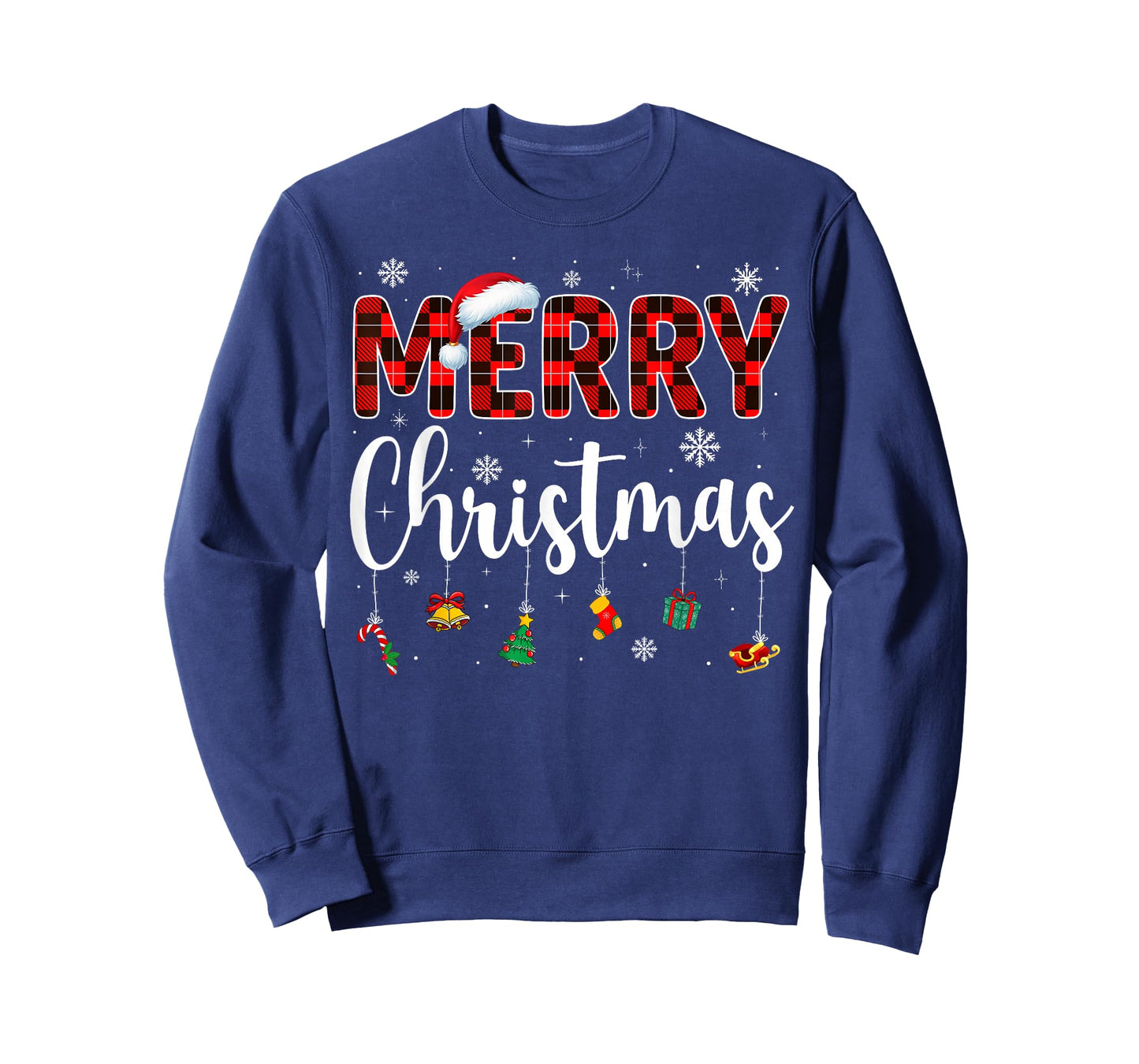 Merry Christmas Buffalo Plaid Red Santa Family Xmas Pajamas T-Shirt