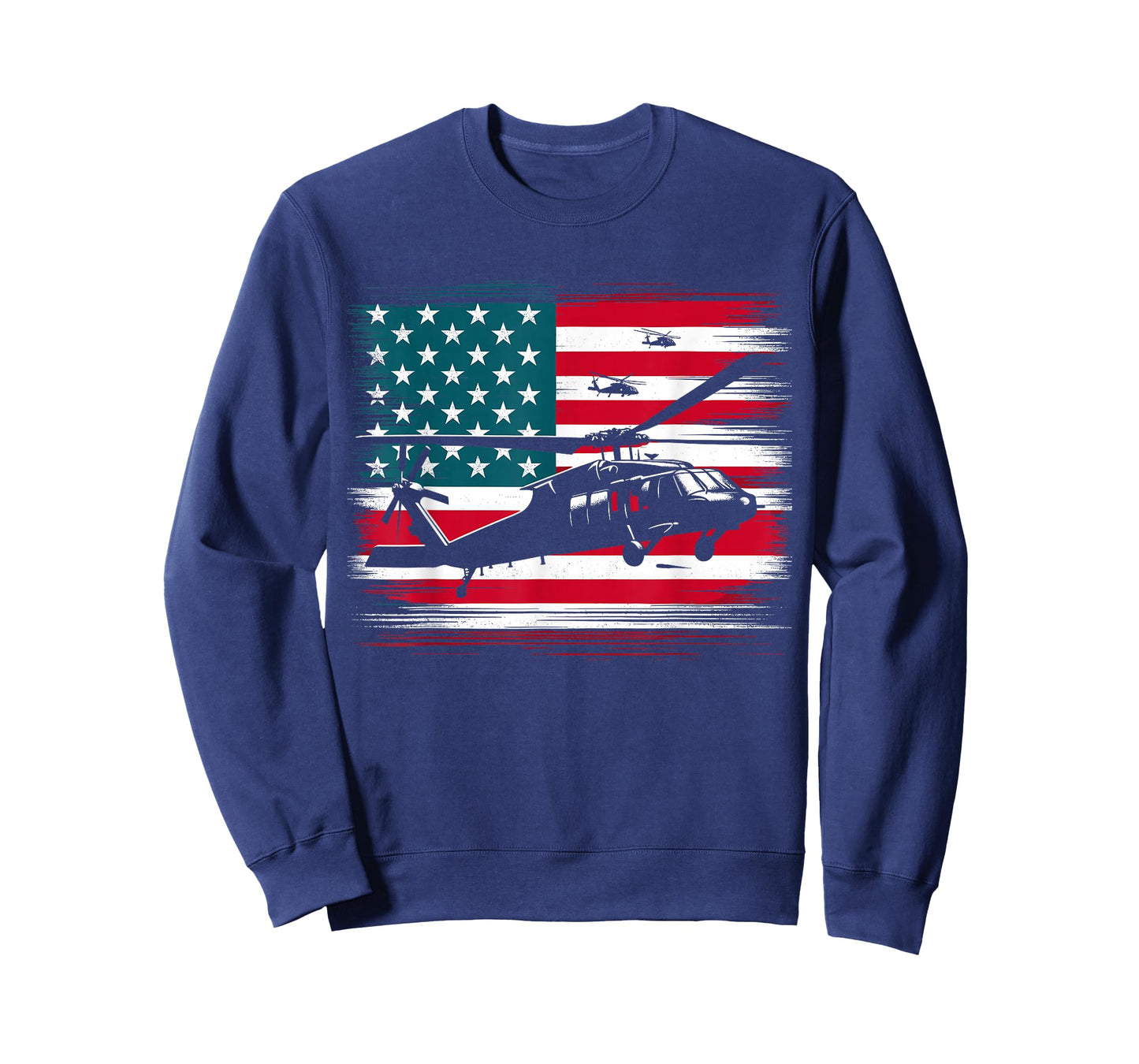 Helicopter USA Vintage Flag American Patriotic T-Shirt
