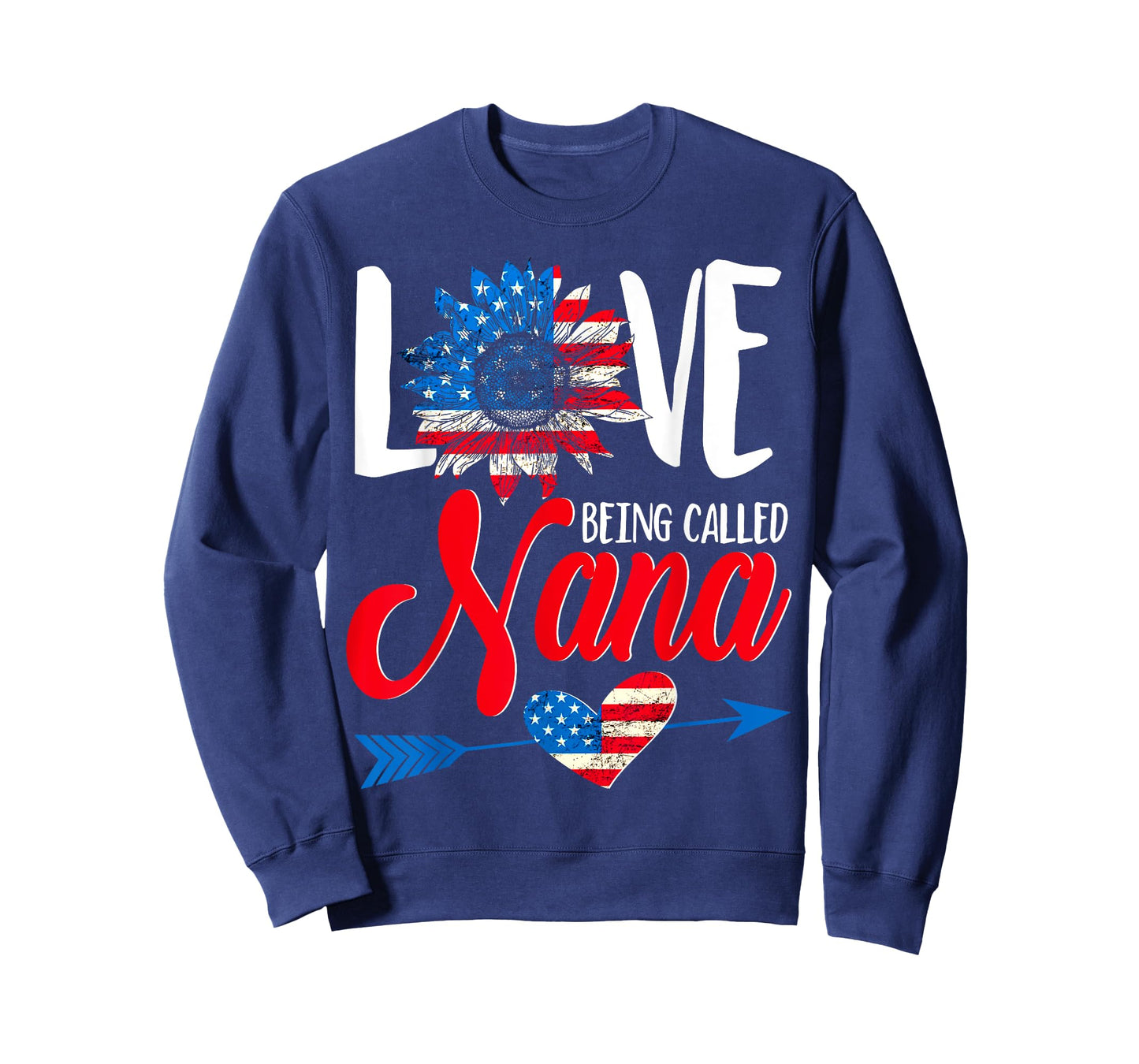 I Love Being Called Nana Sunflower American Flag July 4th T-Shirt