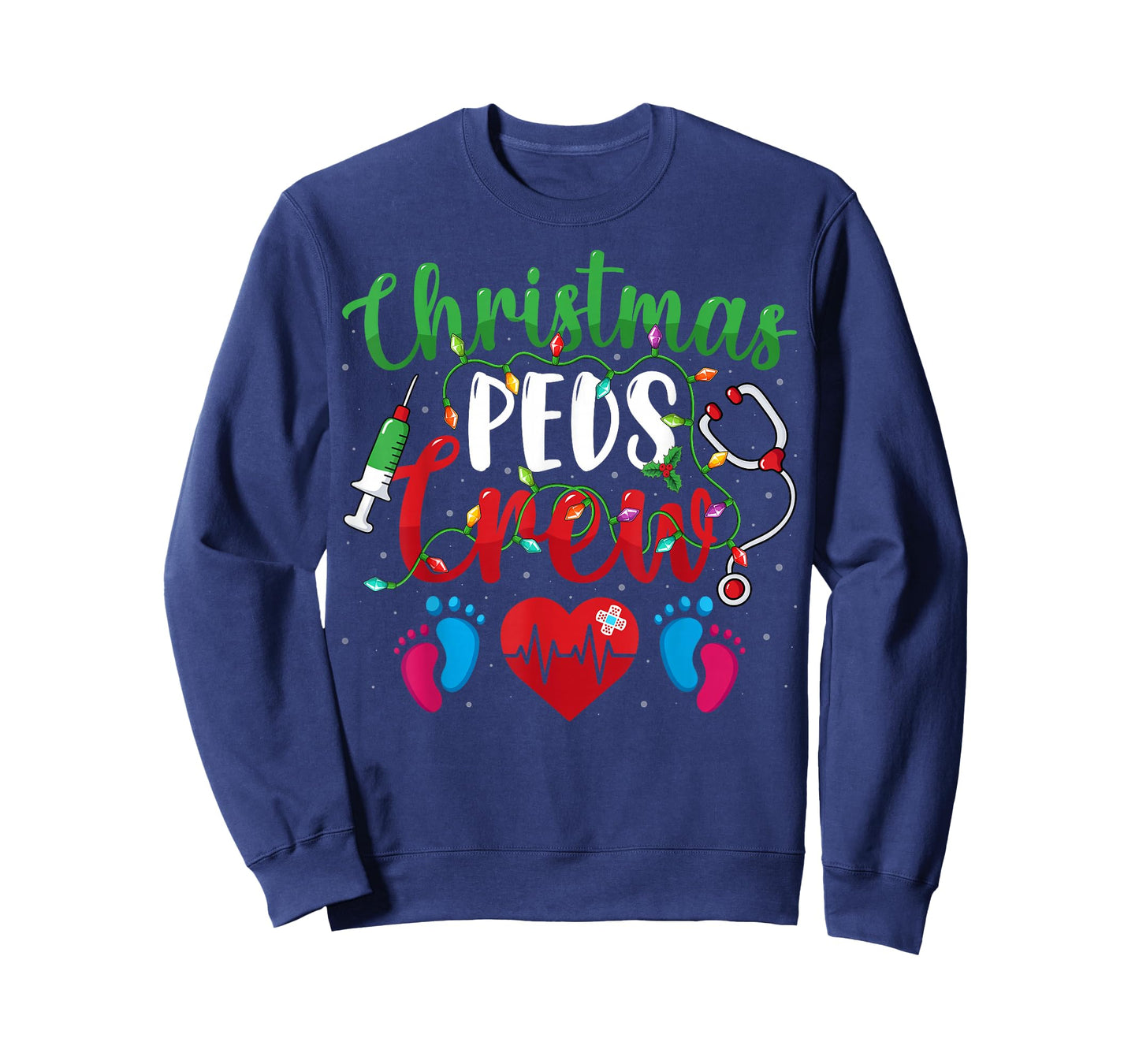 Christmas PEDS Crew Holiday Xmas Lights Pediatric Nurse T-Shirt