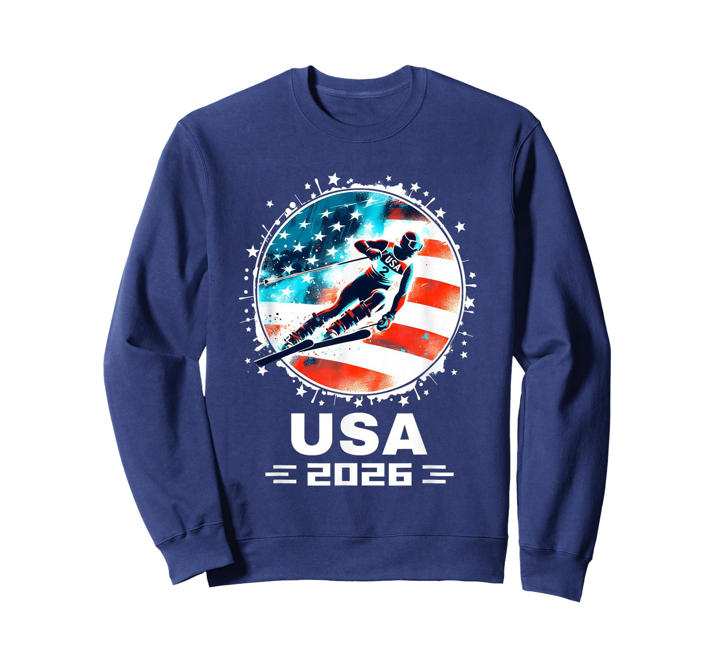 USA Team 2026 United States American Flag Skiing USA Ski T-Shirt