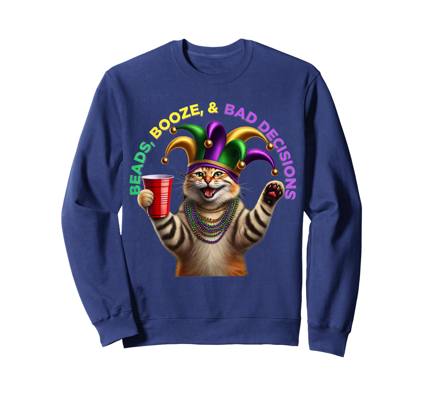Matching Mens Womans Funny Meowdi Gras Cat Mardi Gras T-Shirt