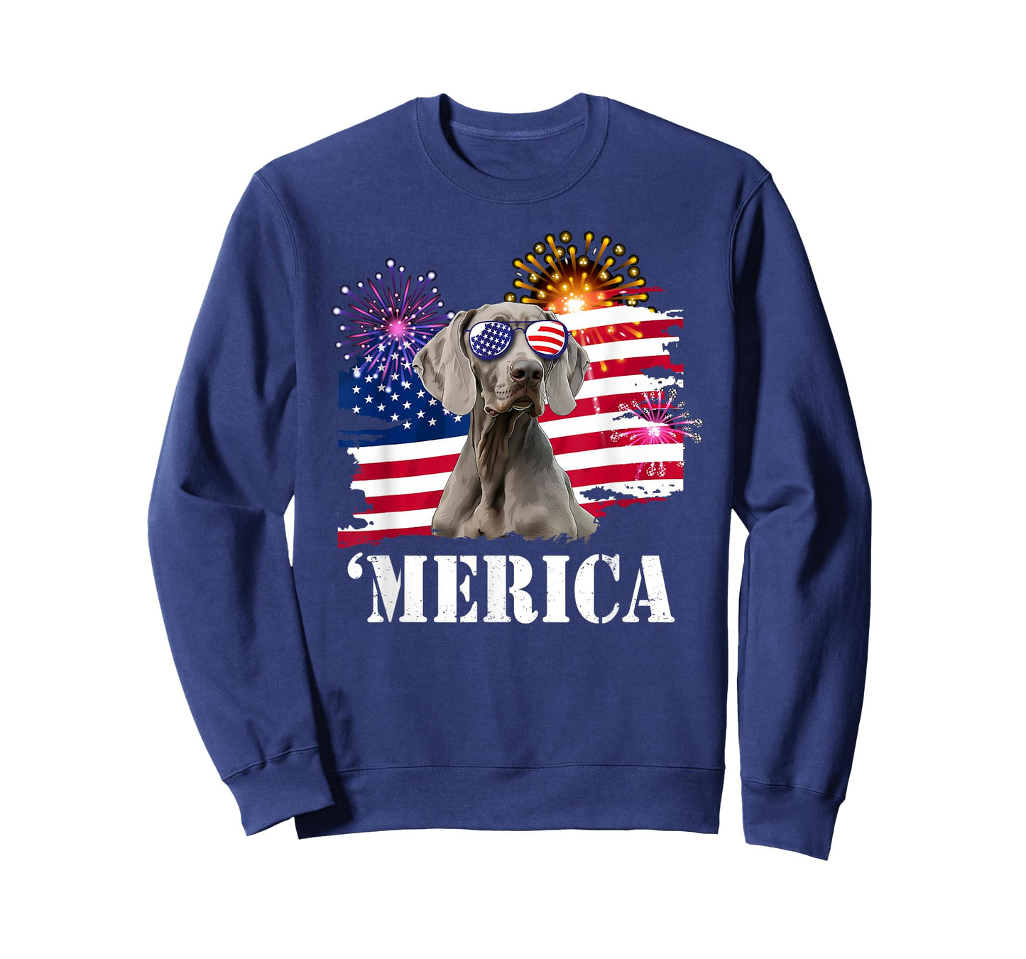 USA Flag 4th of July Fourth Merica Weimaraner Lover T-Shirt