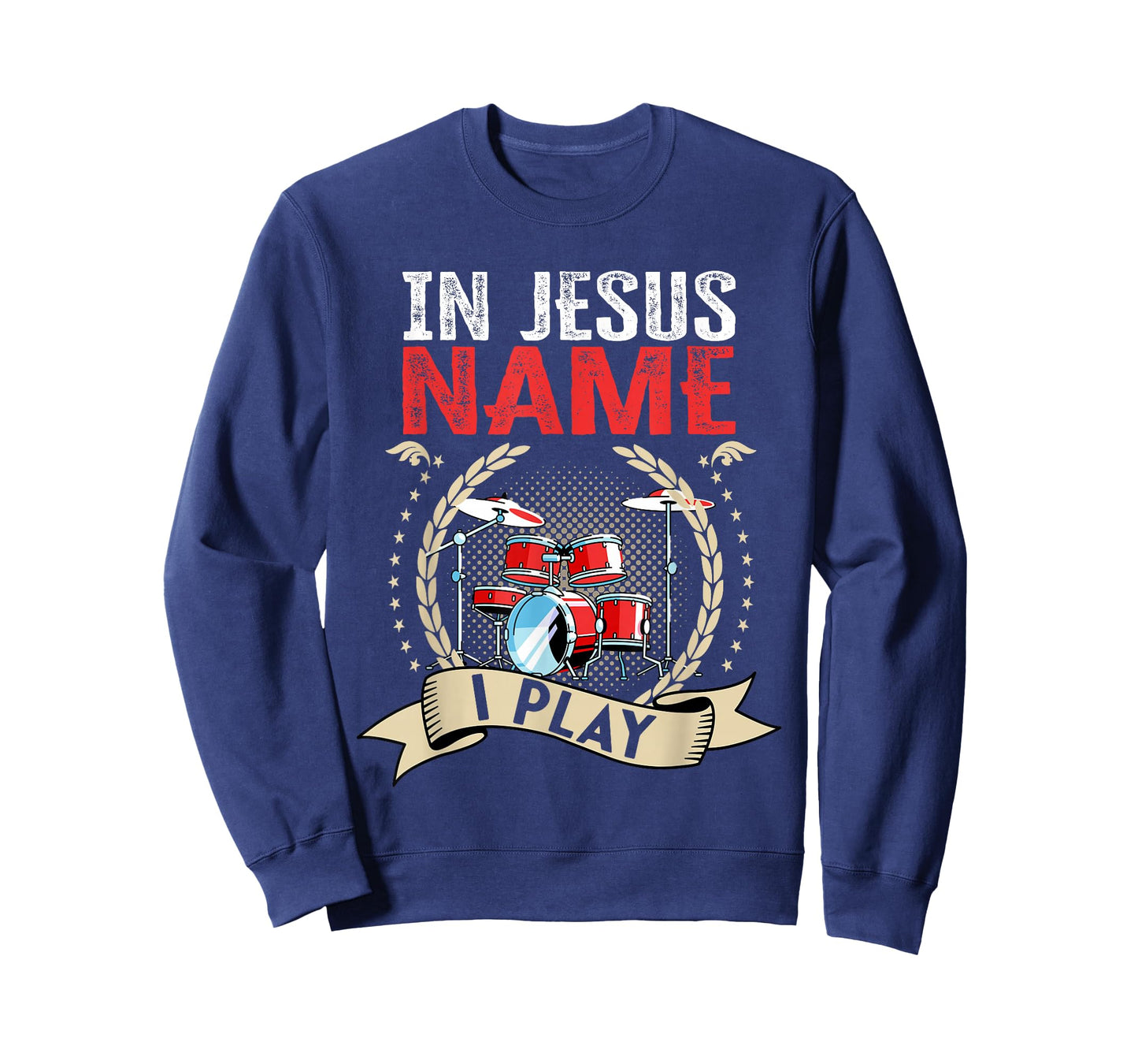 In Jesus Name I Play Christian Church Music Drums Player T-Shirt