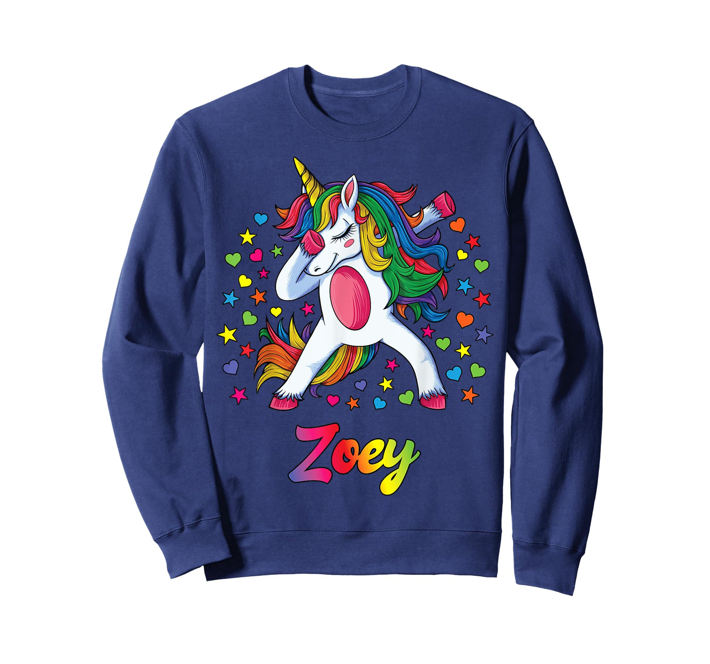 Zoey Dabbing Unicorn Rainbow Personalized Name Custom T-Shirt