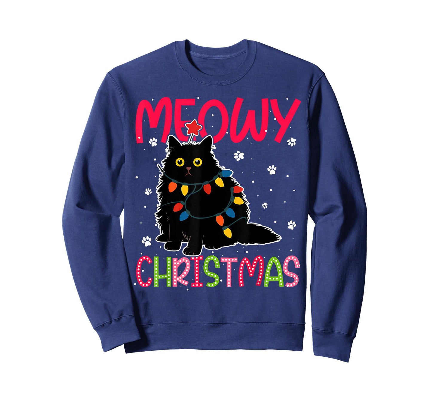 Meowy Catmas Santa Hat Cute Kitten Christmas Cat Lover T-Shirt