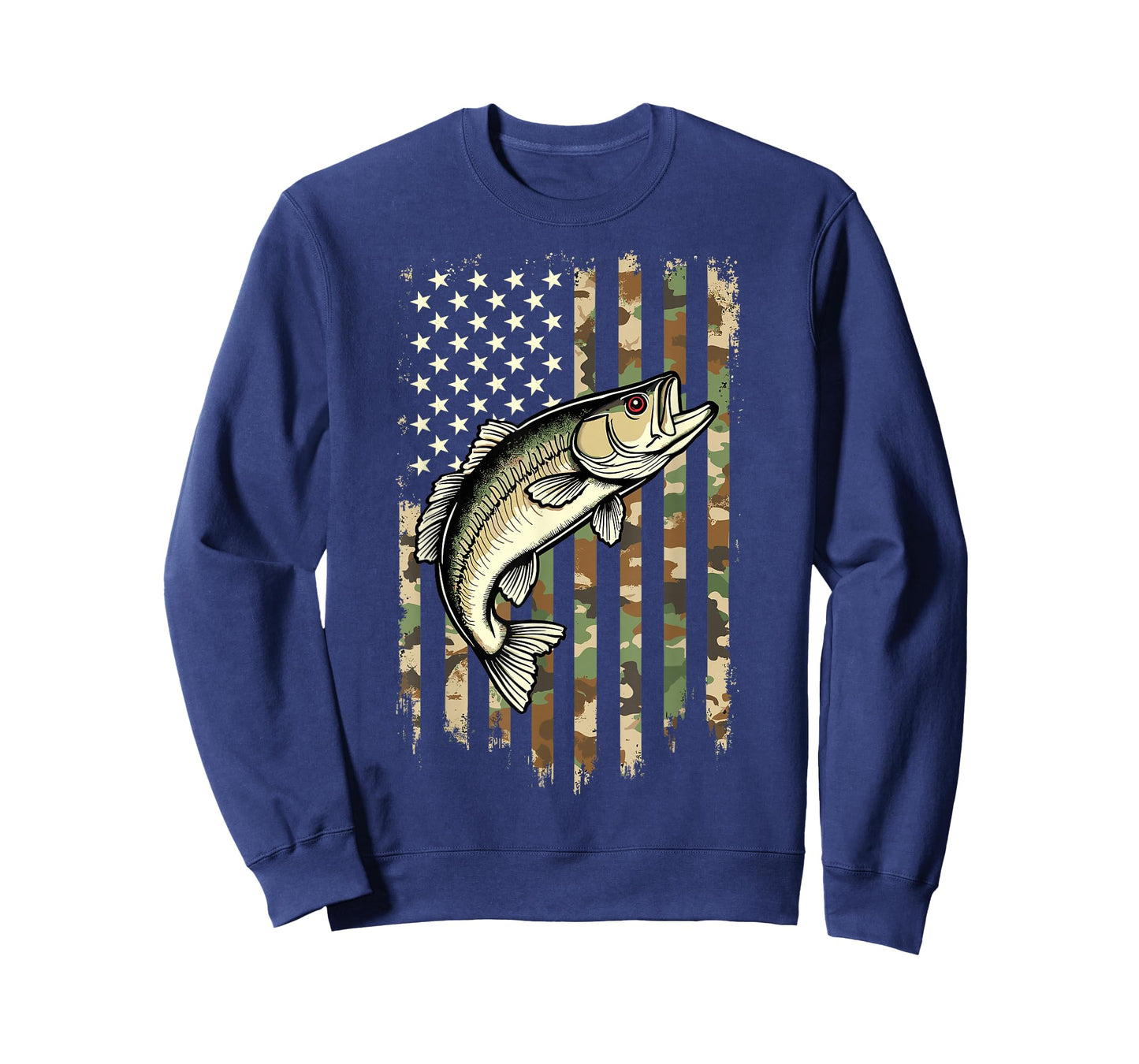 Fishing Camouflage USA American Flag Camo Fisherman T-Shirt