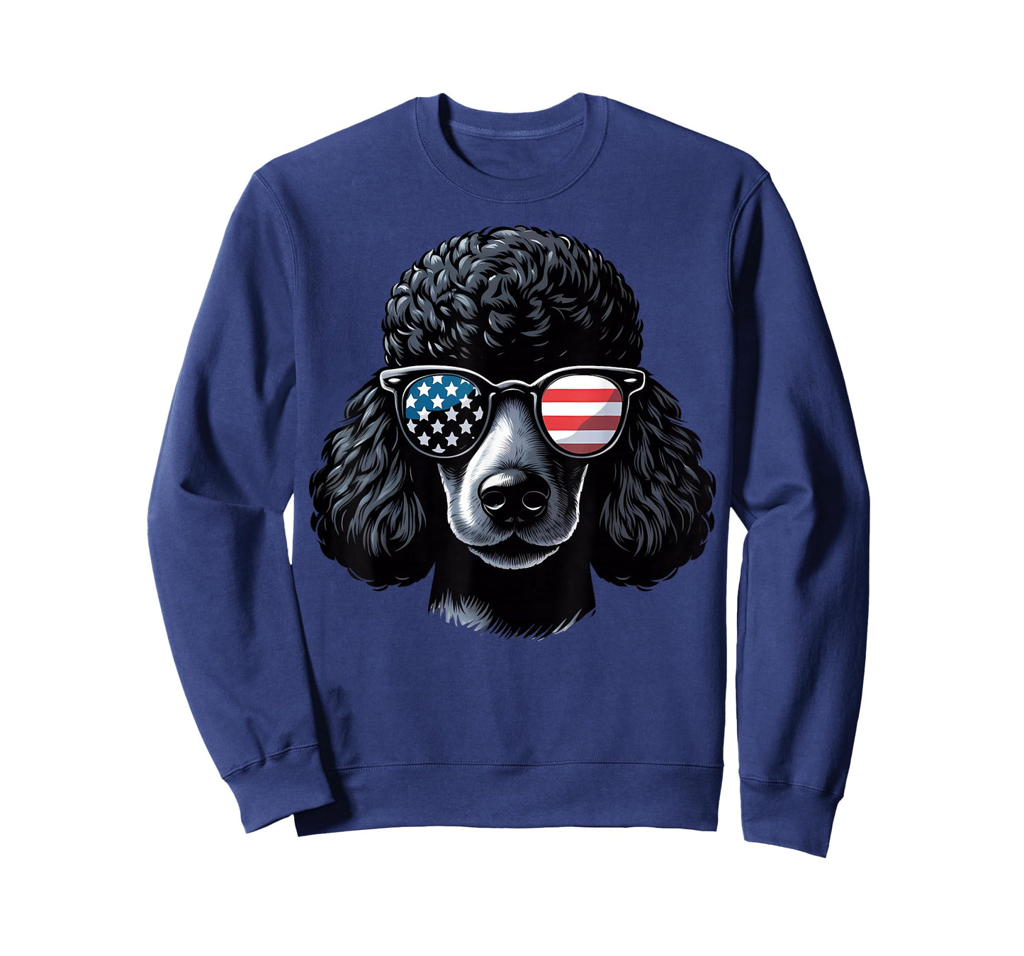 Black Poodle Patriotic American Flag USA Sunglasses Dog T-Shirt