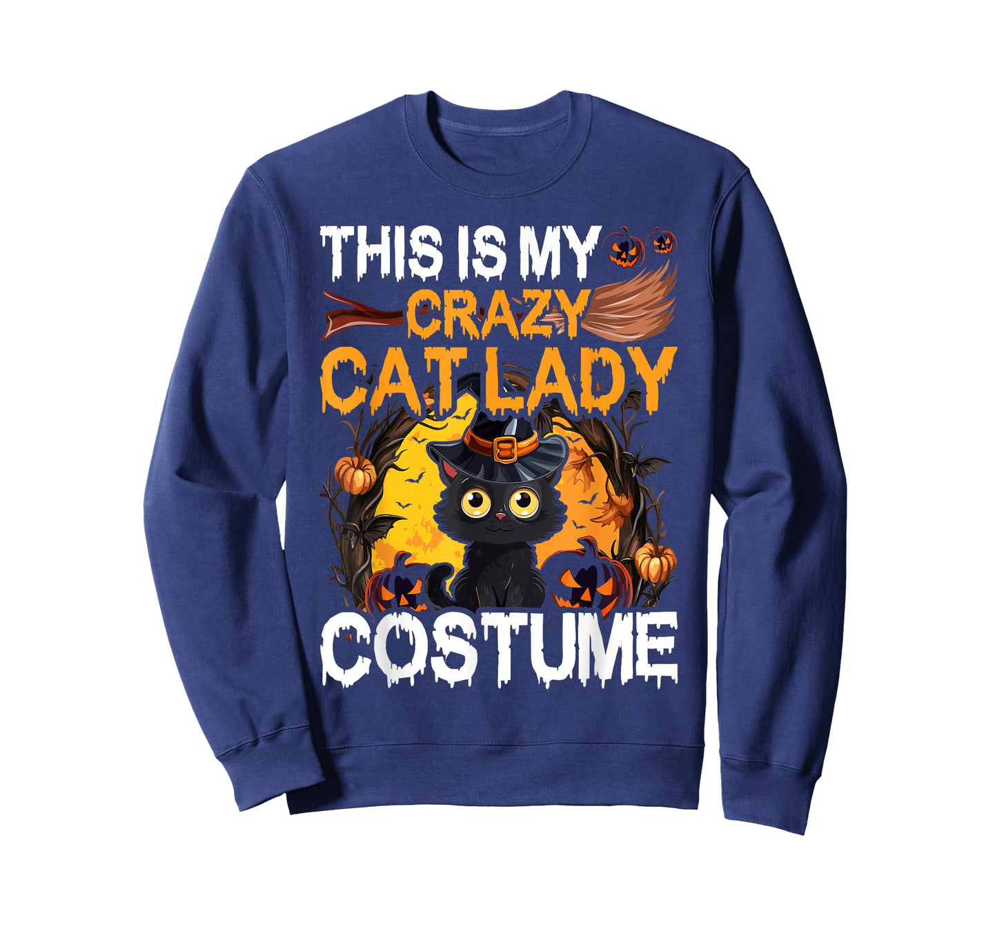 Crazy Cat Lady Costume Black Cat Funny Halloween Day T-Shirt