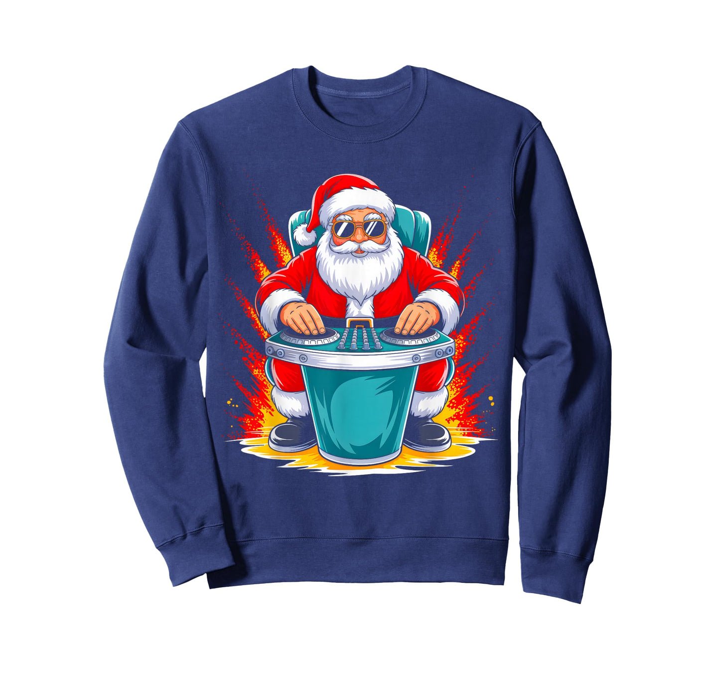 Dj Santa Playing Drums Funny Christmas Music Lover Boys Kids T-Shirt