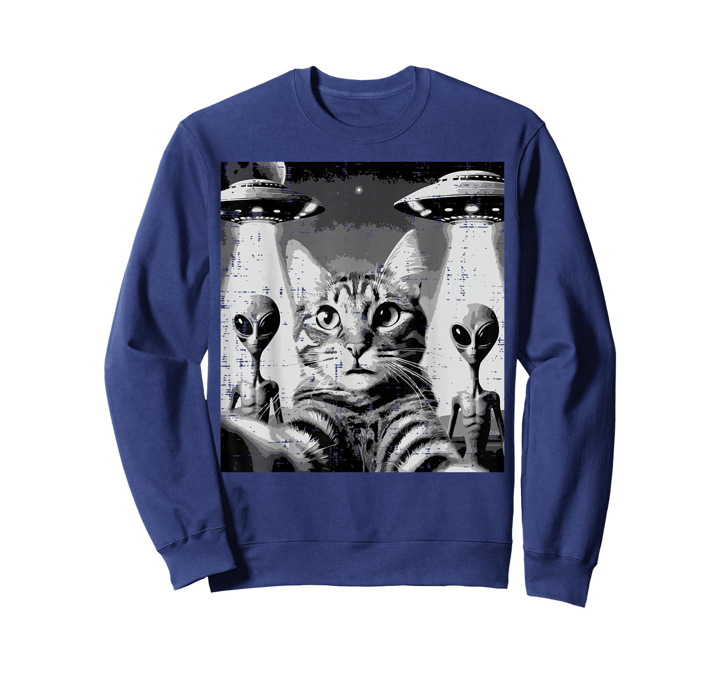 Cat Selfie with Aliens UFO Funny Encounter Men Women Kids T-Shirt