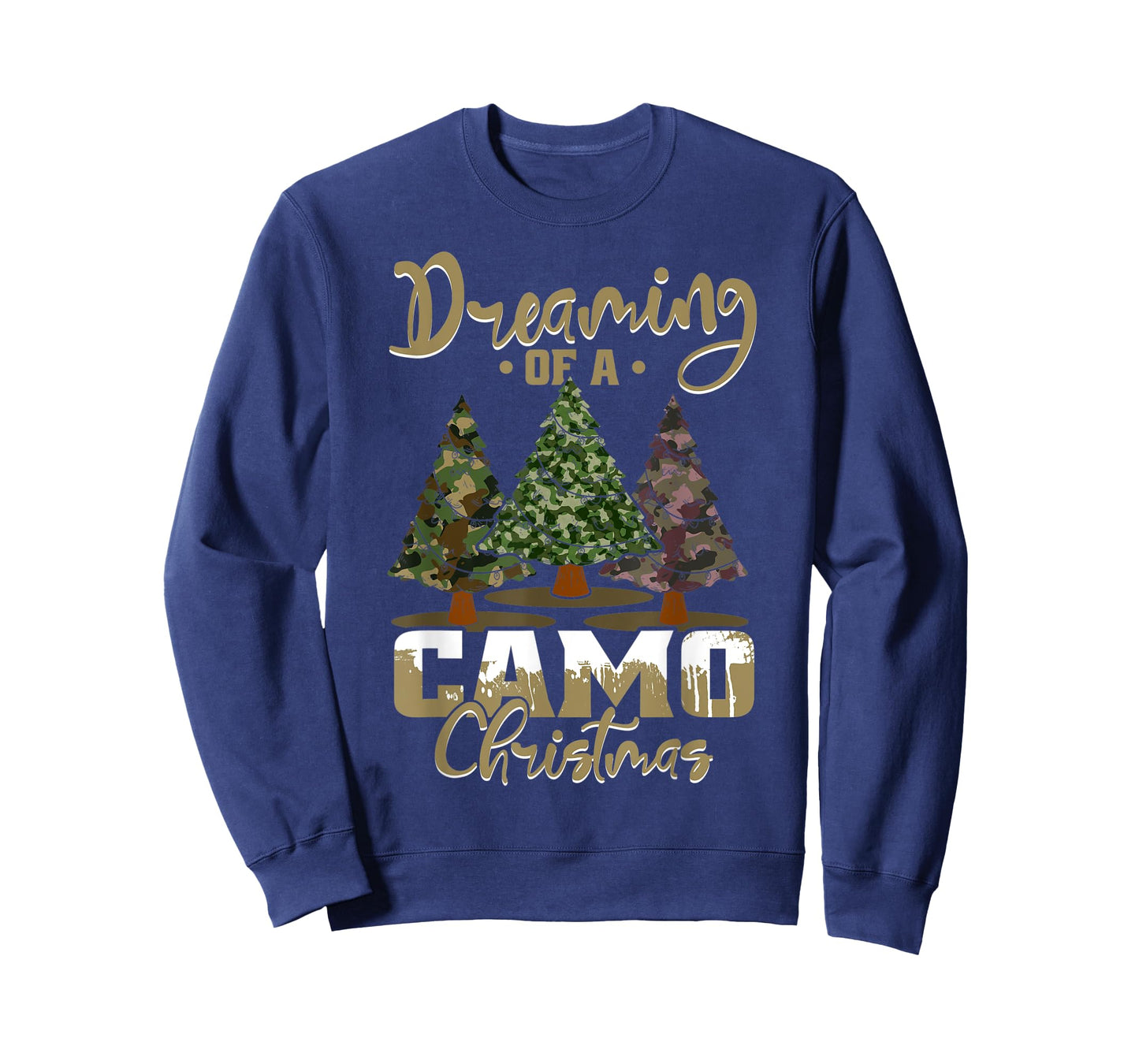 Camo Dreaming Of Camo Christmas Ugly Camouflage Print Trees T-Shirt