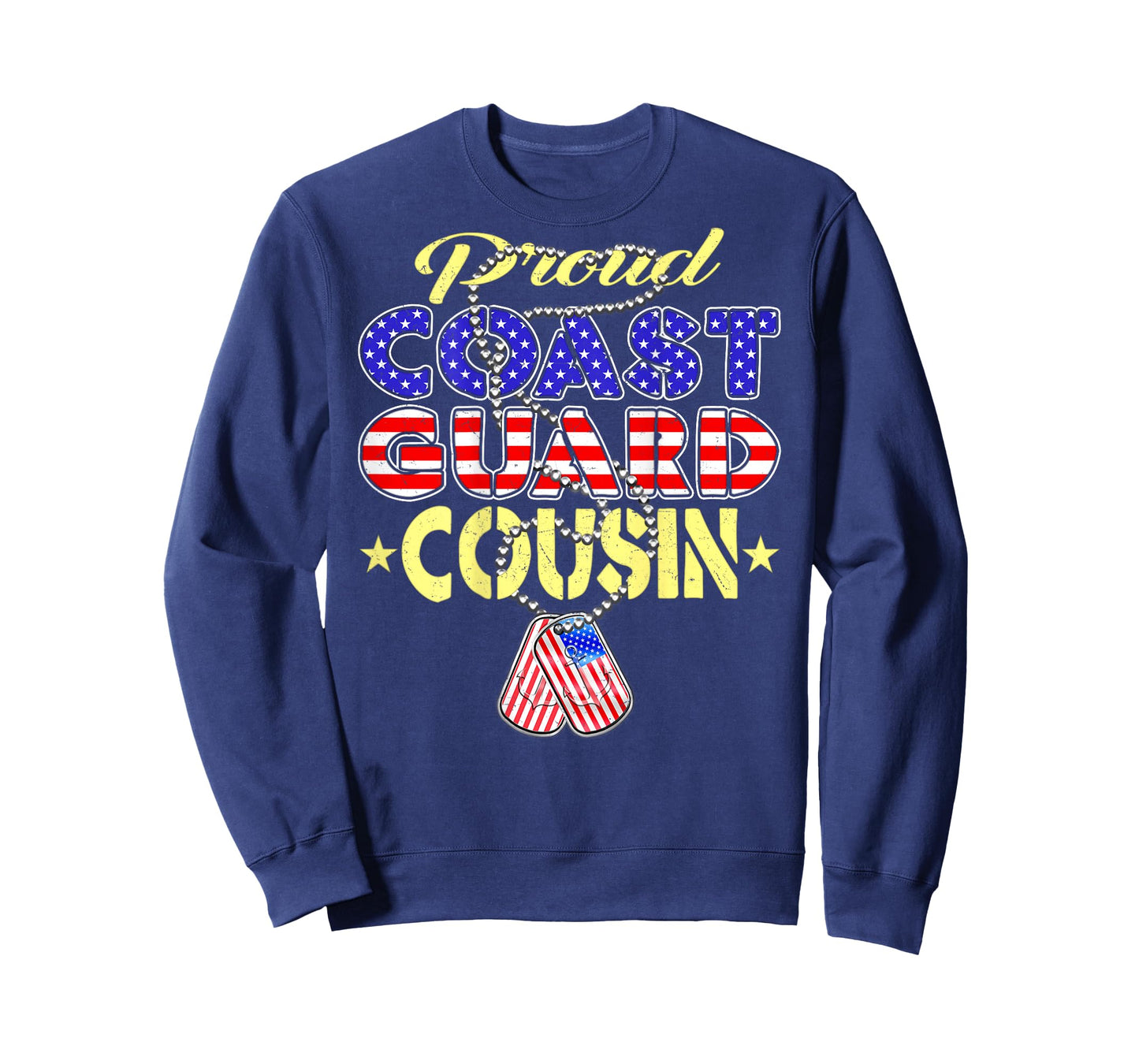 Proud US Coast Guard Cousin US Flag Dog Tags Military Family T-Shirt