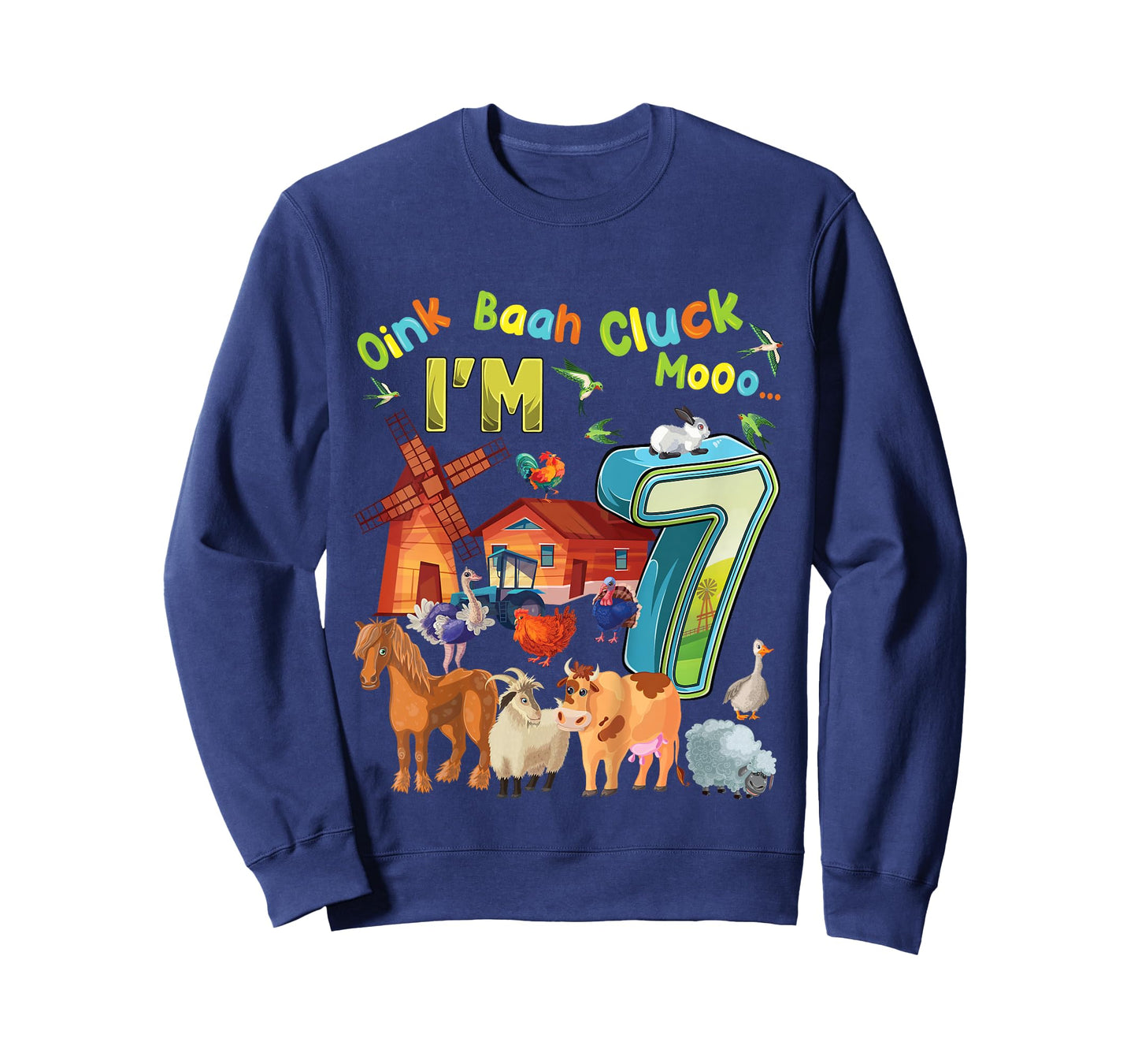 Barnyard 7th Birthday Farm Animals 7 Years Old Farming T-Shirt