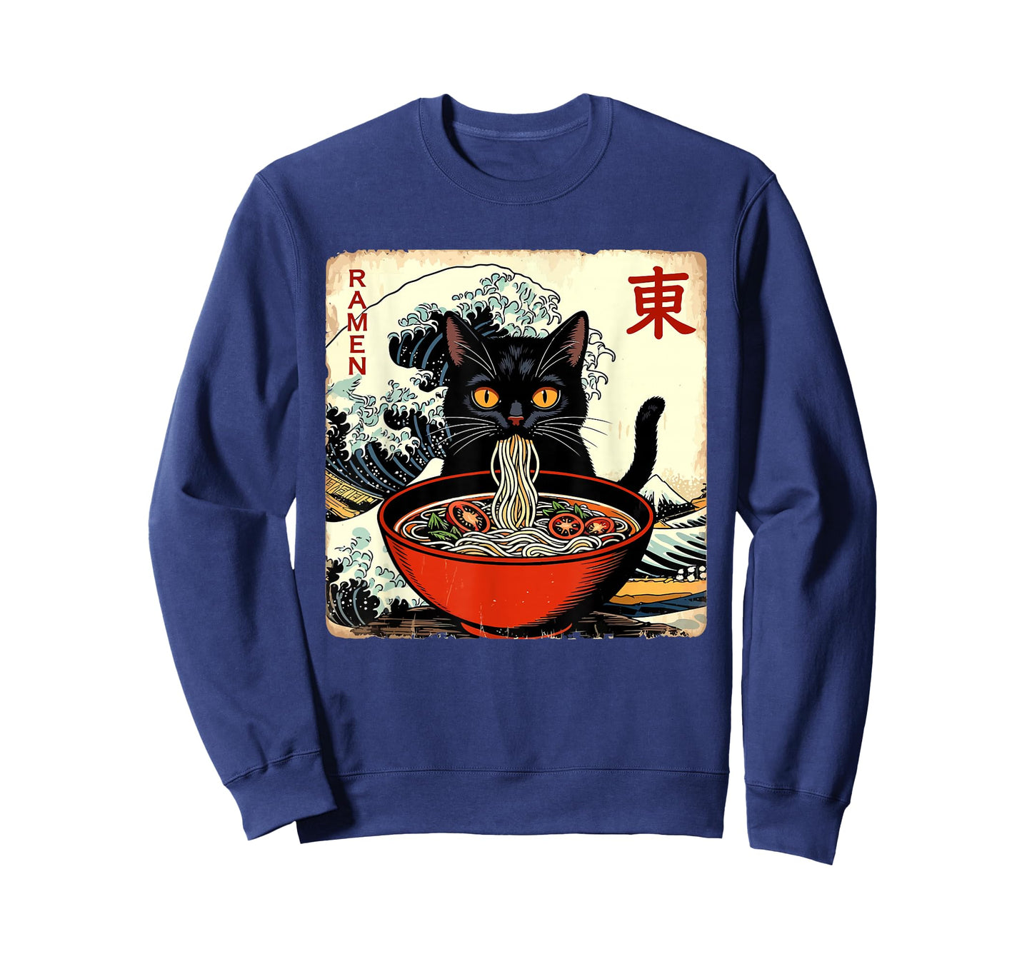 Anime Cat Ramen Japanese Funny Graphic Tees Kawaii Cat Anime T-Shirt