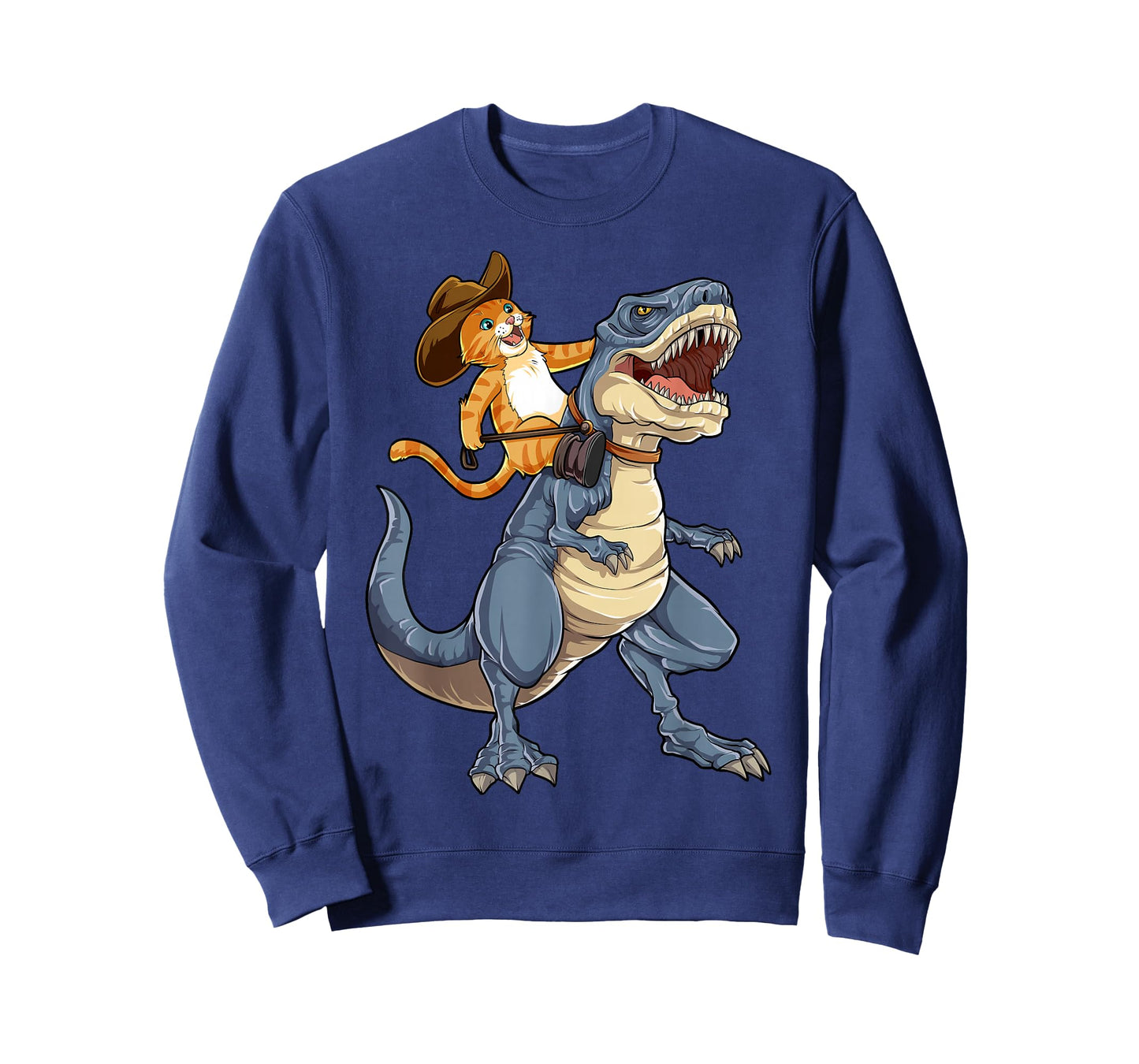 Feline Pawsitive Cat Co Kids Unisex Cat Riding Dinosaur T Rex Funny Purrassic Kitty Kitten Lover T-Shirt