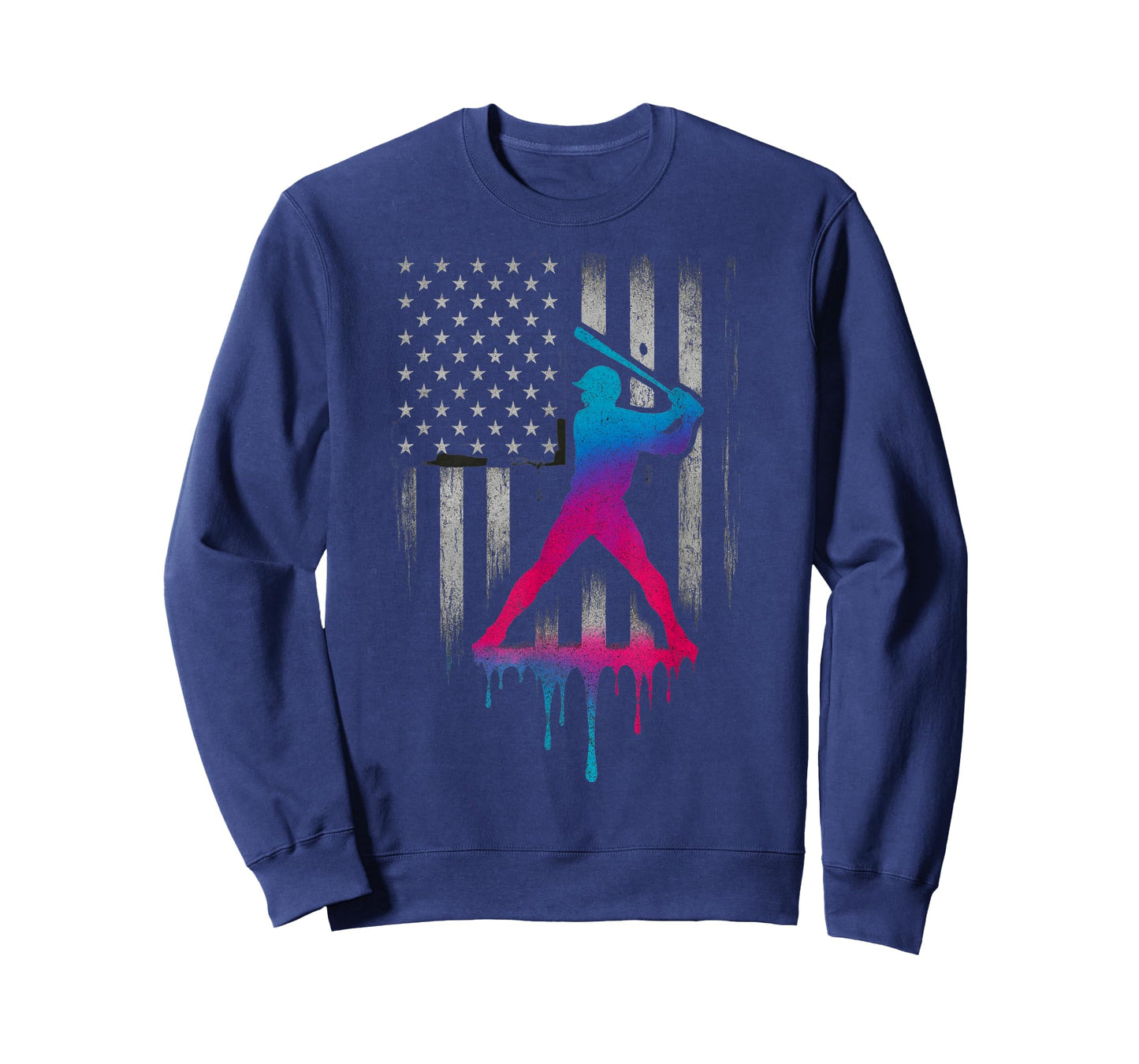 American USA Flag Baseball 101 Ice Cream Baseball Drip T-Shirt