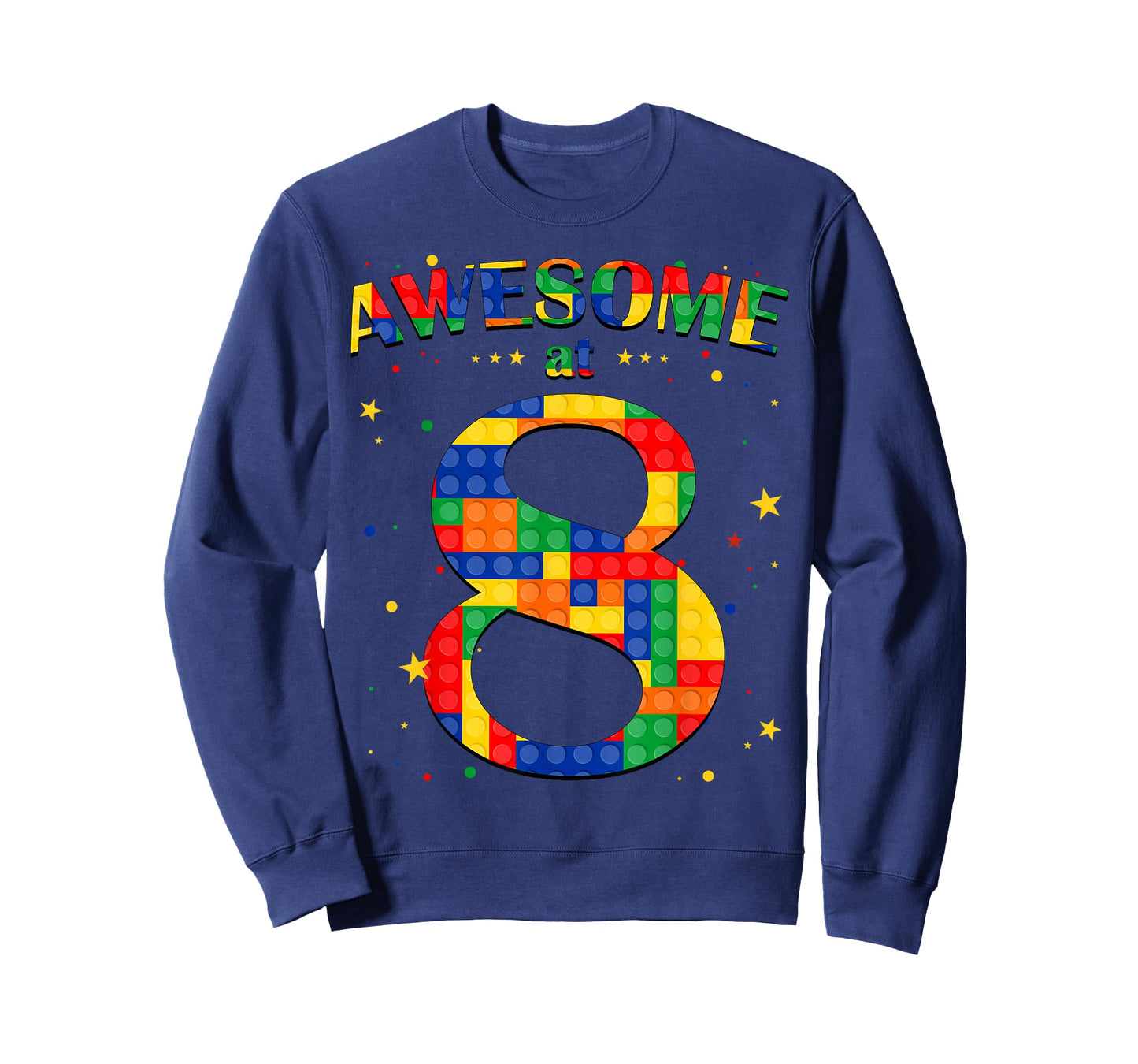 Building Blocks Bricks Awesome at 8 Years Old Birthday Boy T-Shirt