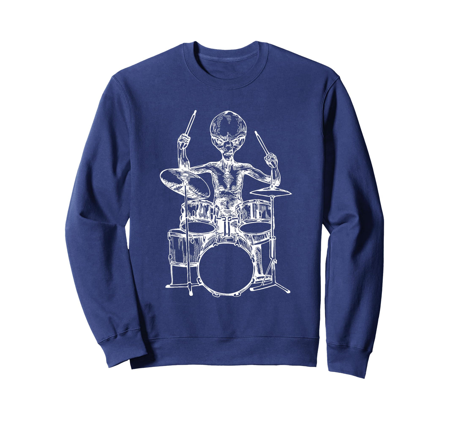Alien Playing Drums Funny Space Drummer Rock Musician T-Shirt