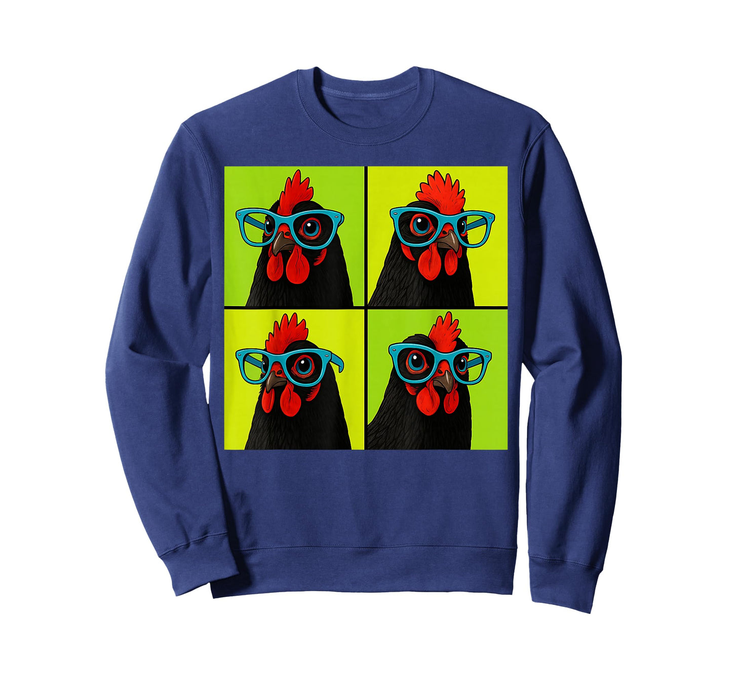 Chicken Wearing Blue Glasses Funny Farm Bird T-Shirt