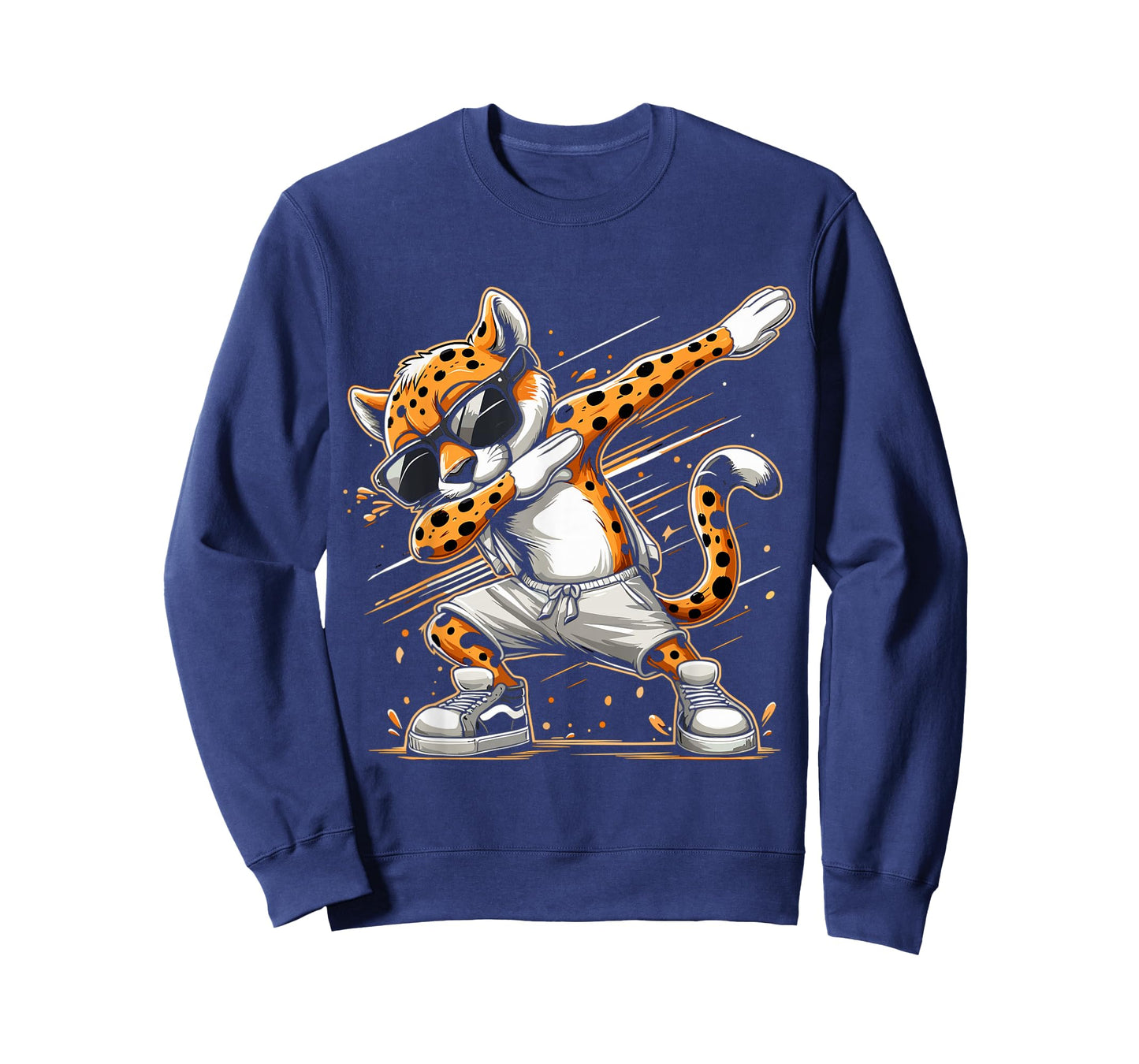 Dabbing Cheetah Wear Glasses Cute Funny Cheetah Animal T-Shirt, Small, Black