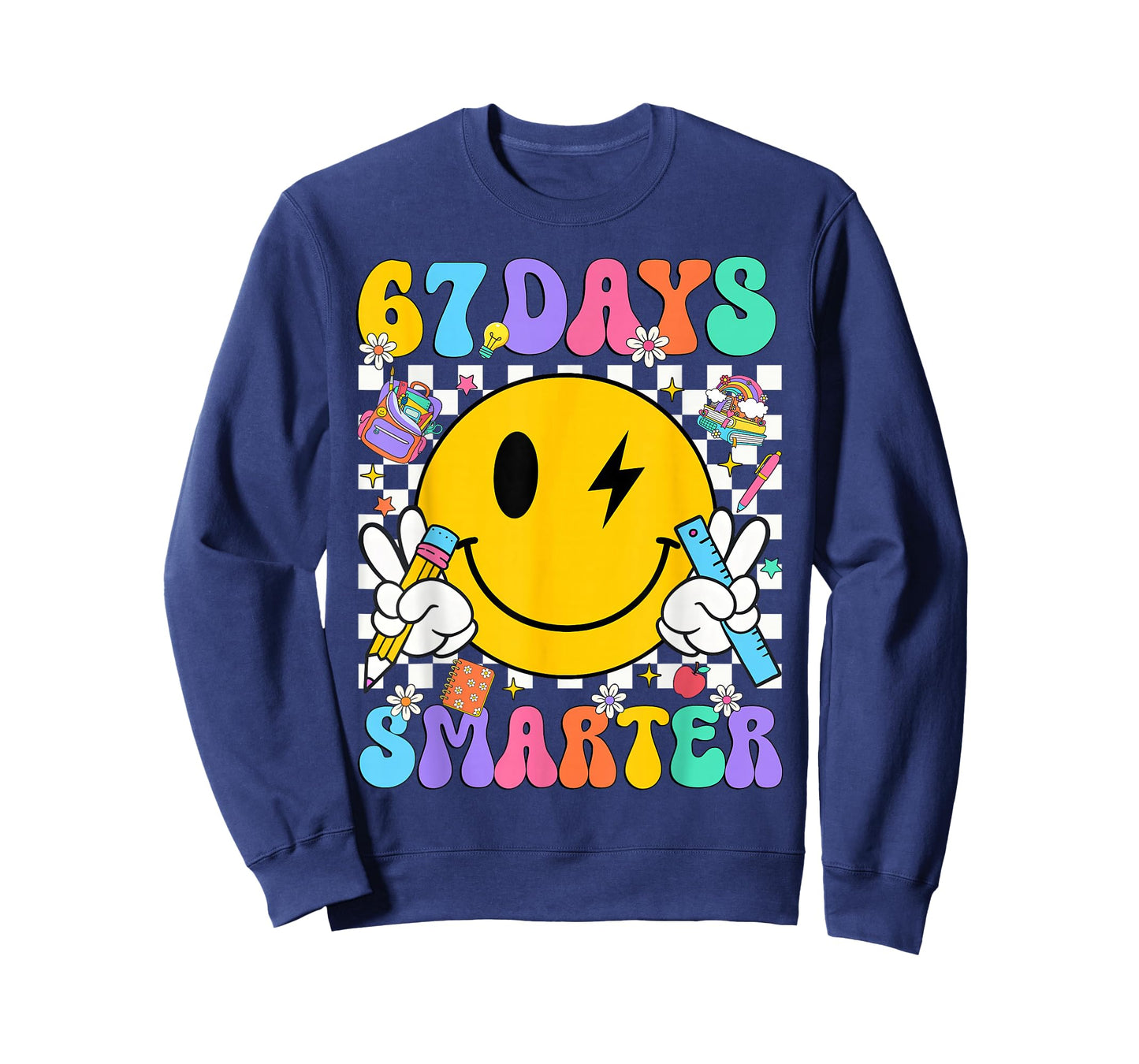 67 Days of School Smile Face 67 Days Smarter Teacher Kids T-Shirt
