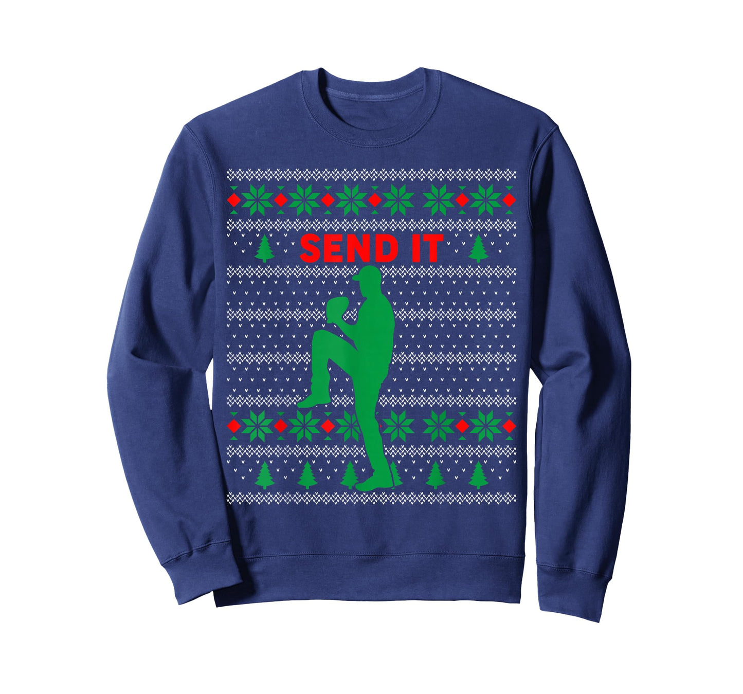 Baseball Player Christmas Pajama Send It Funny Xmas PJs Boys T-Shirt