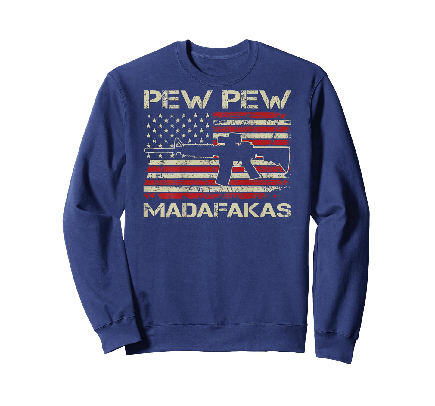 Pew Pew Madafakas - AR15 USA Flag Funny Gun Joke (ON BACK) T-Shirt