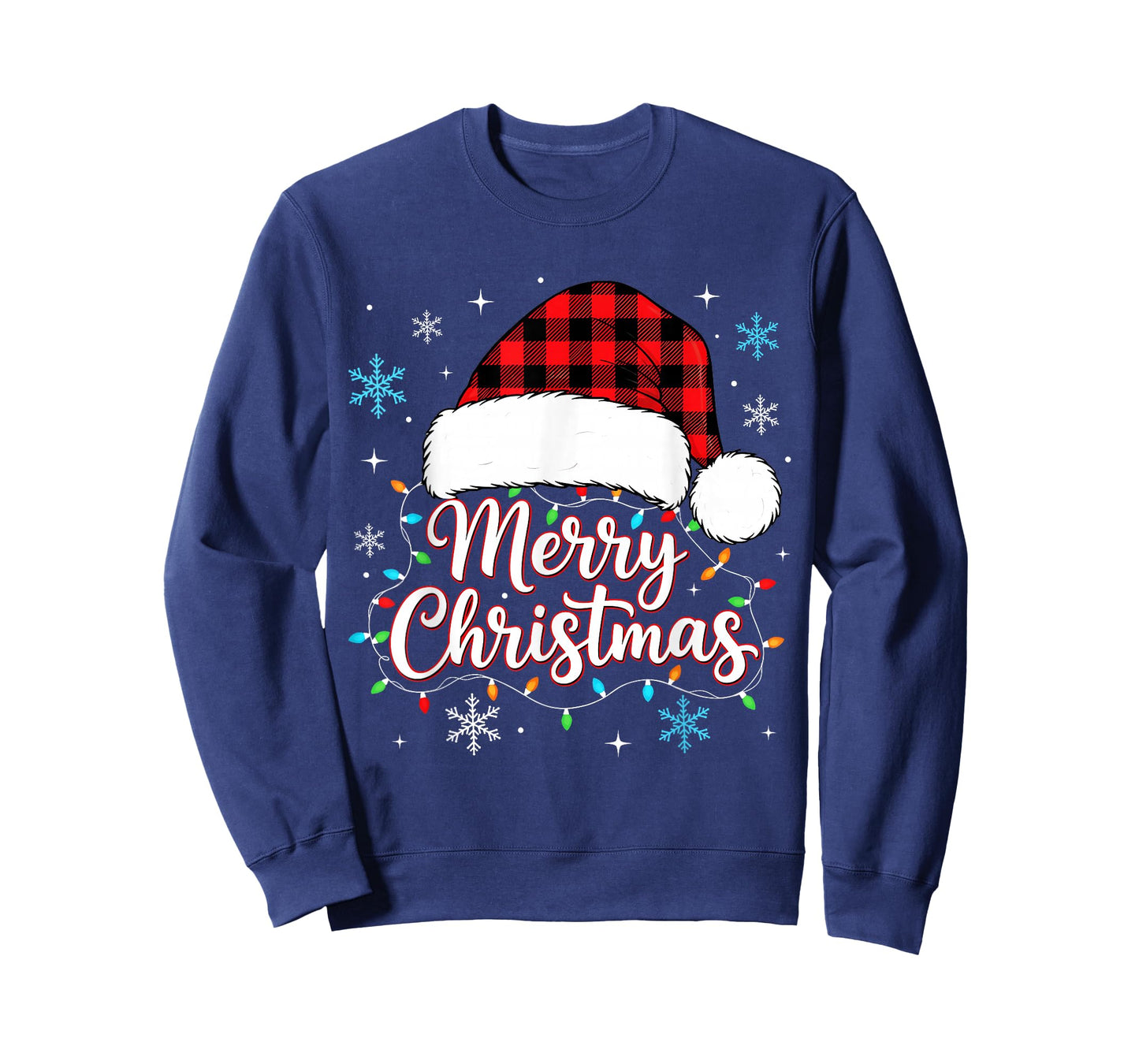 Funny Merry Christmas Buffalo Plaid Santa Hat Men Women Kids T-Shirt