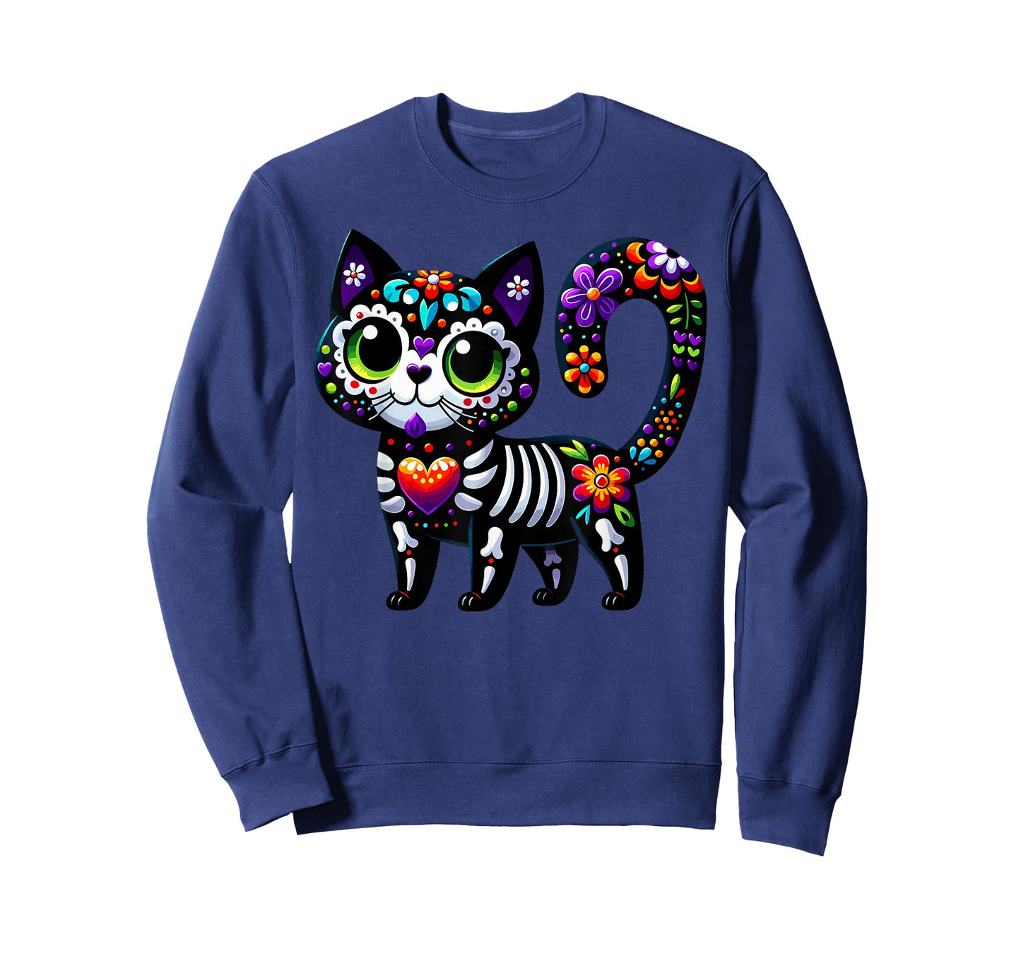 Dia De Los Muertos Cinco De Mayo Cat Sugar Skull Men Women T-Shirt