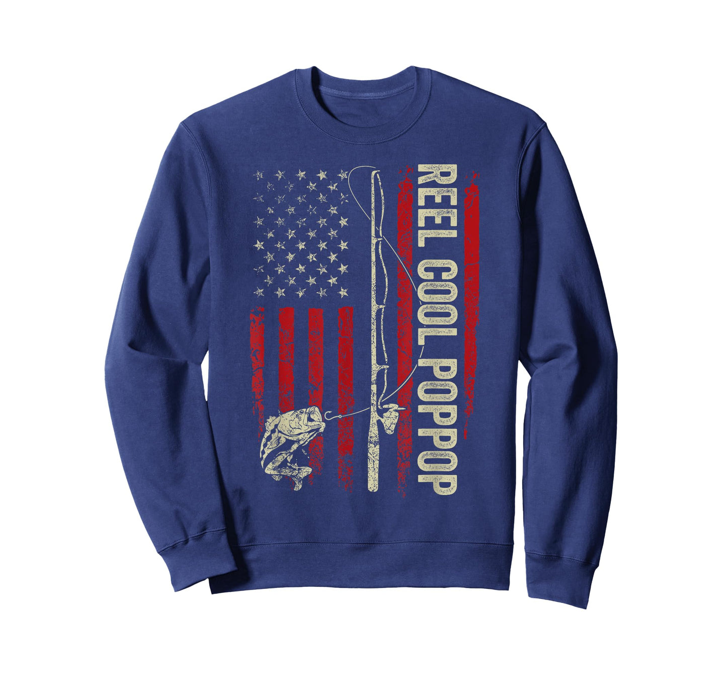 Reel Cool Poppop Fishing American Flag Patriotic T-Shirt