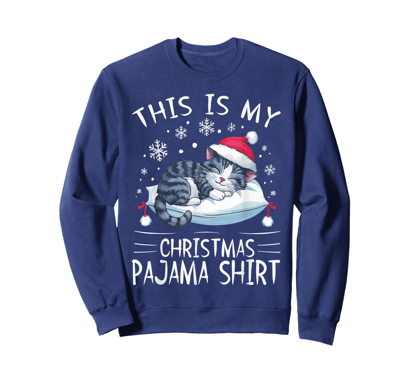 Cat Official Christmas Sleepshirt Xmas Kitten Pajama T-Shirt for Men Women Kids