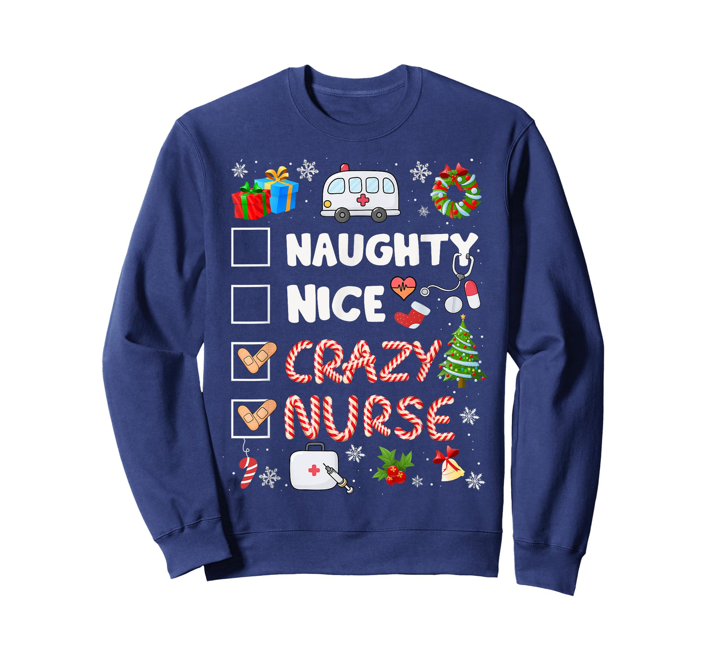 Cute Naughty Nice Crazy Nurse Christmas Nurse Xmas Top Women T-Shirt