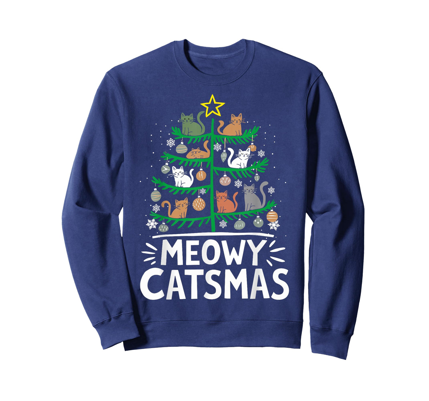 Meowy Catmas Cat Christmas Tree Xmas Funny Santa Cat T-Shirt