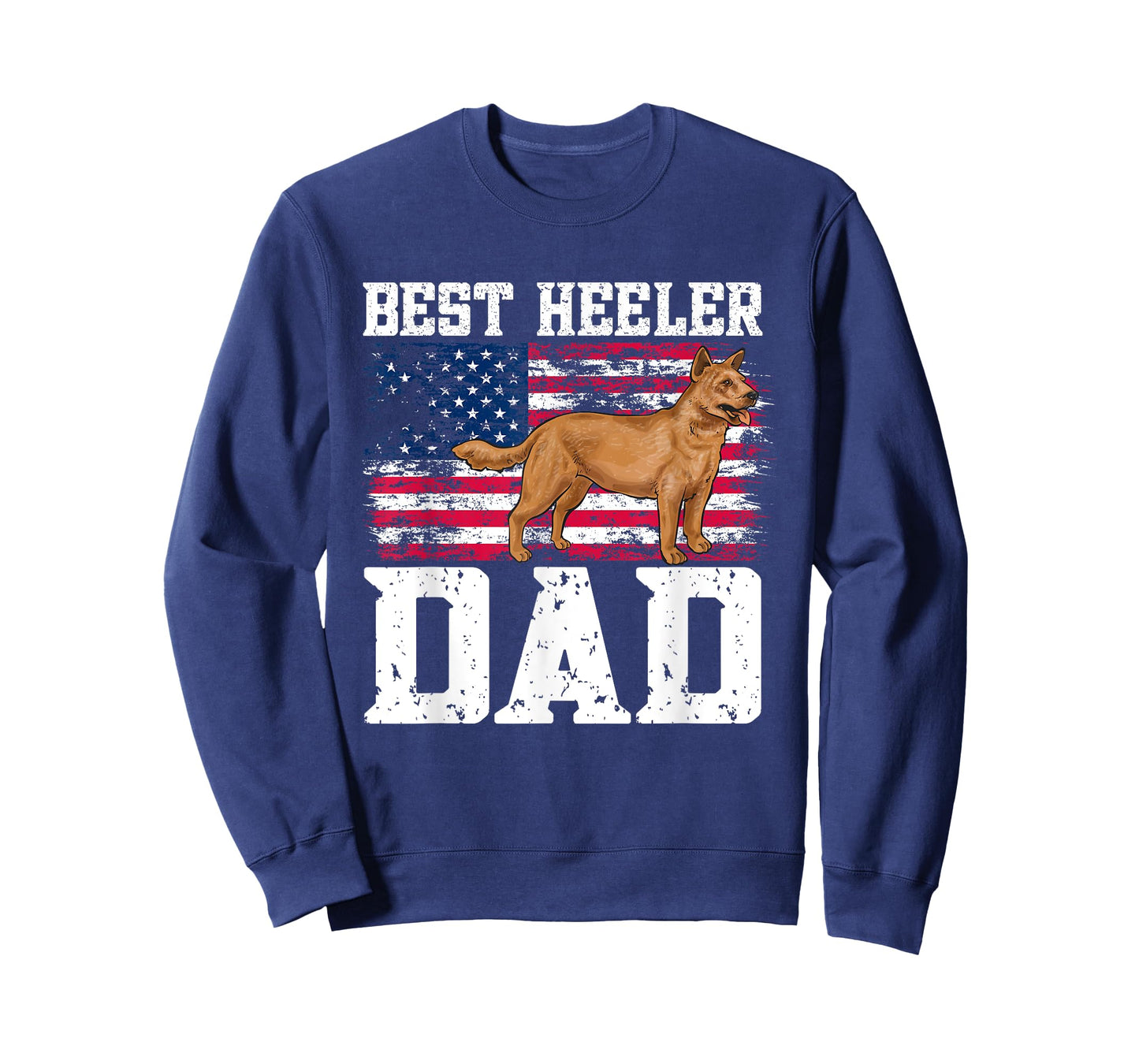 Best Red Heeler Dad American Flag Australian Cattle Dog Men T-Shirt