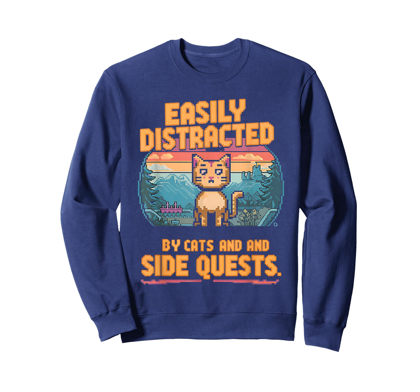 Easily Distracted by Cats Side Quests Gamer Men Women Kids T-Shirt