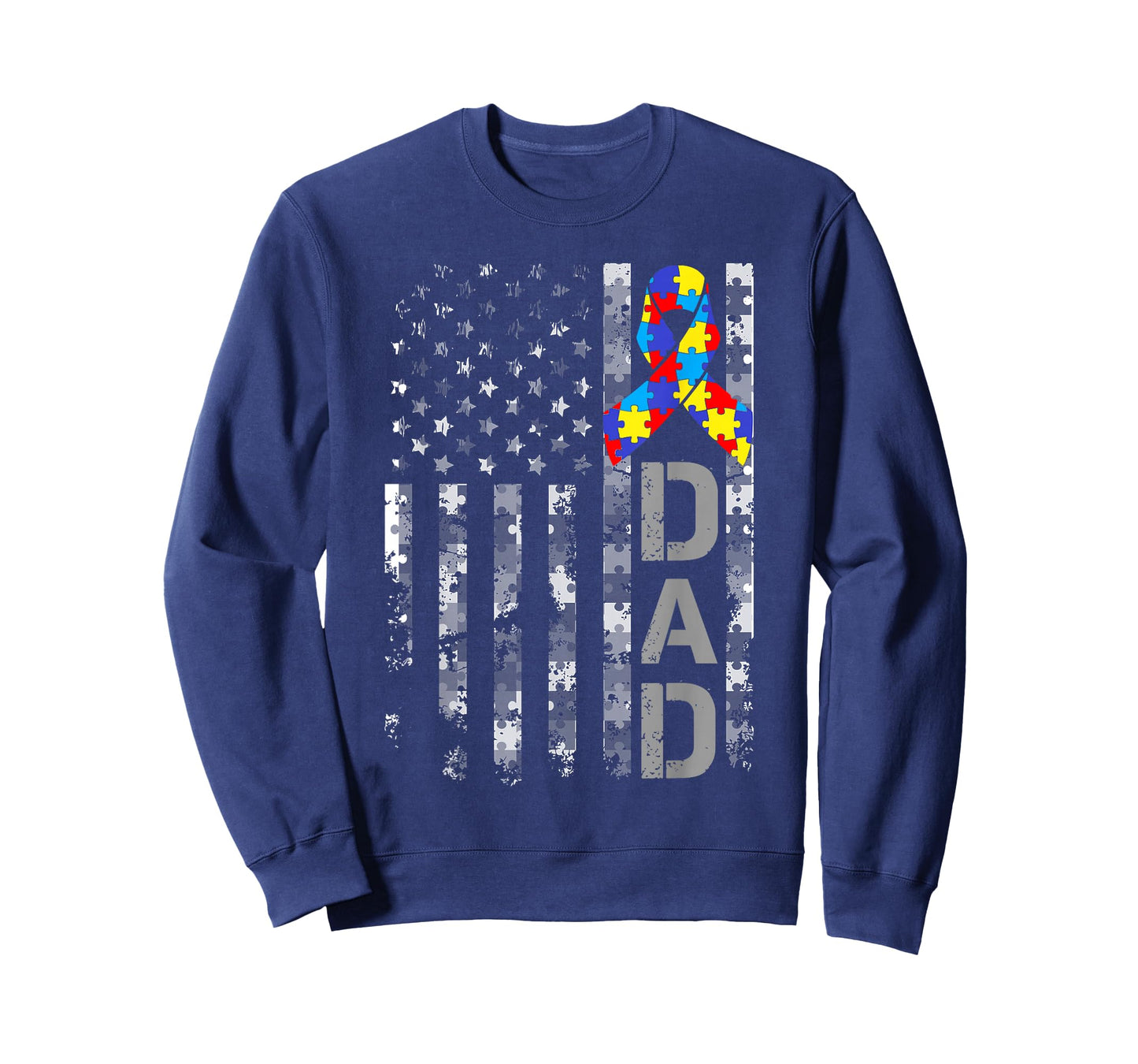 Autism Awareness Dad USA Flag Fathers day T-Shirt