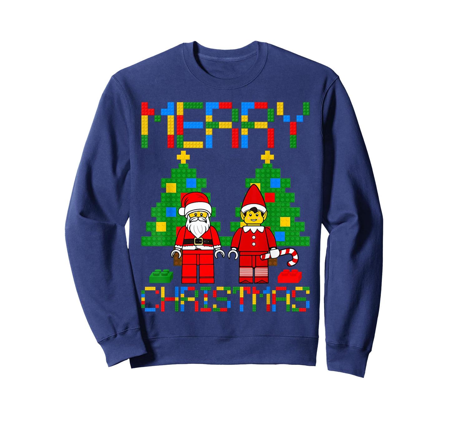 Merry Christmas Blocks Building Christmas Tree & Santa Kids T-Shirt