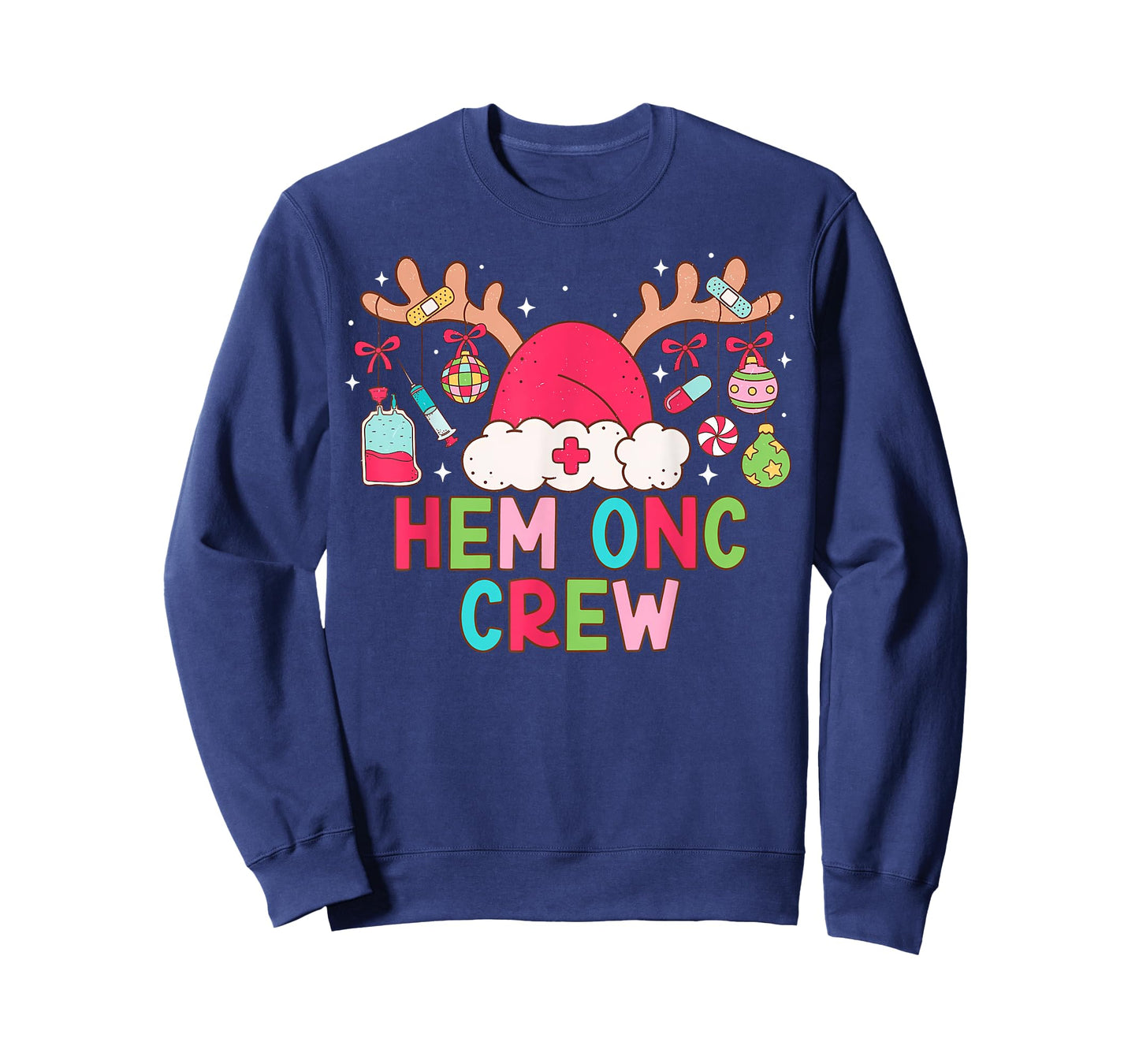 Christmas Reindeer Santa Hem Onc Crew Hematology Oncology T-Shirt